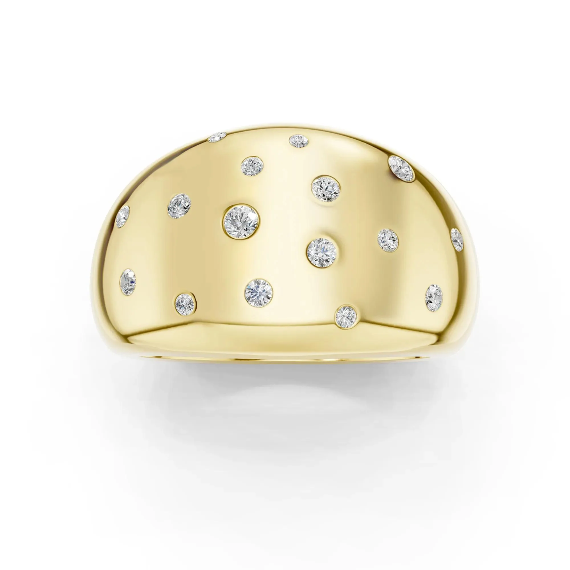 1/5 CT. Tw. Diamond Dot Bubble Ring 10K Yellow Gold Round Brilliant Cut Size 7.5 3mm