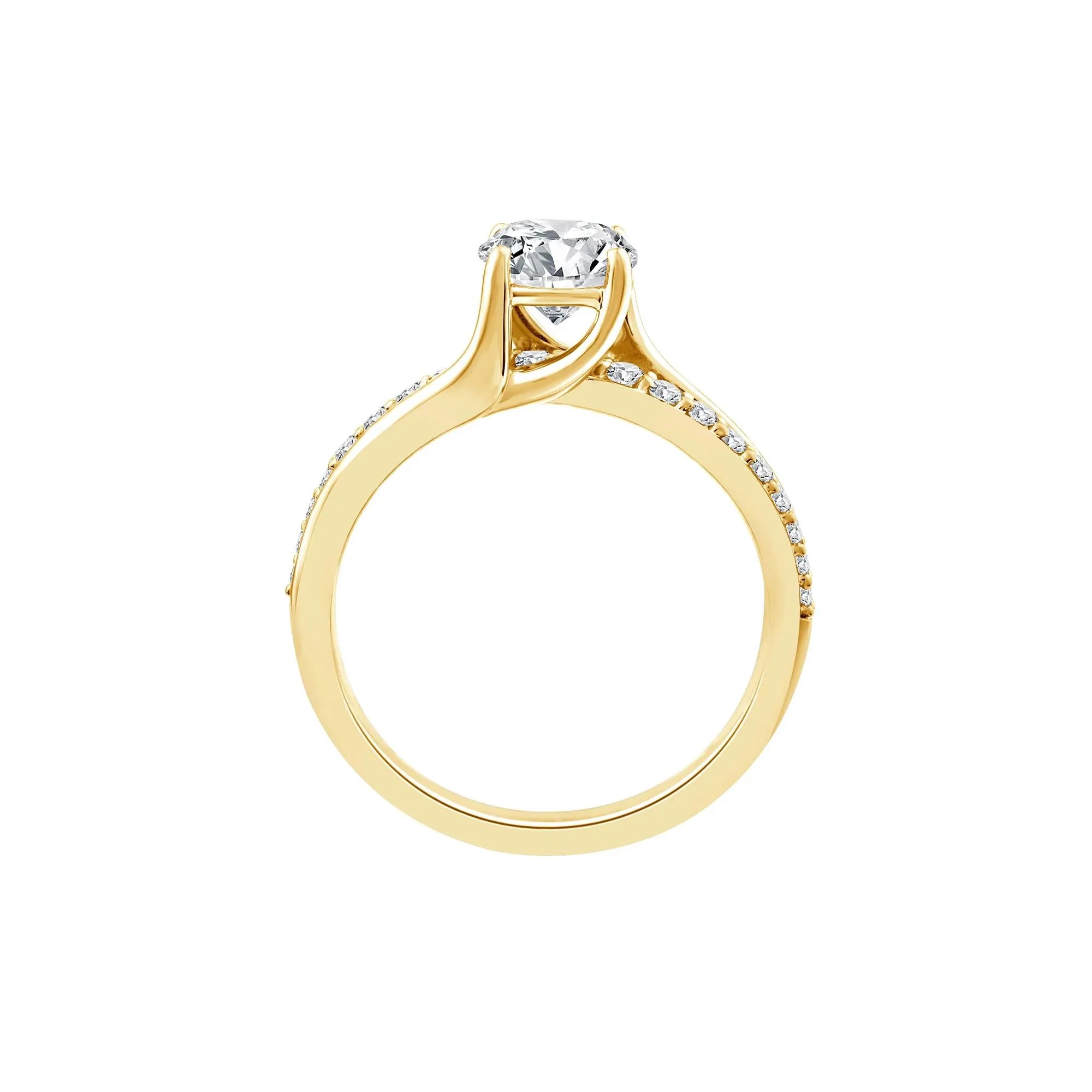 1/4 CT. Tw. Lab Grown Diamond Round Engagement Ring 10K Yellow Gold Size 7 1.5mm - Image 2