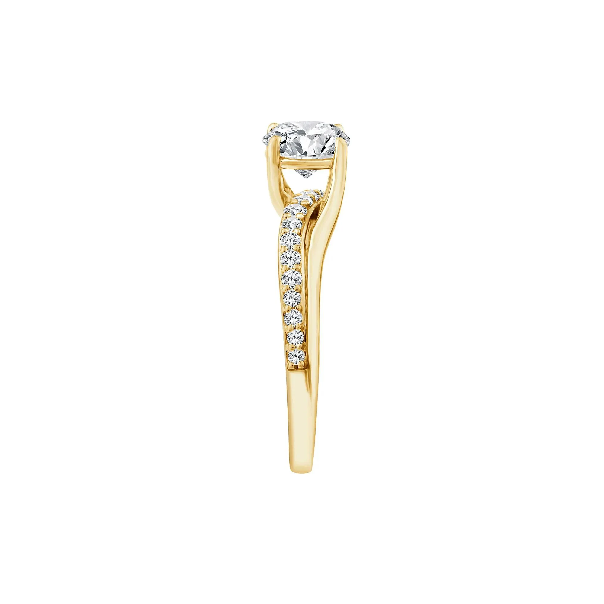 1/4 CT. Tw. Lab Grown Diamond Round Engagement Ring 10K Yellow Gold Size 7 1.5mm - Image 3
