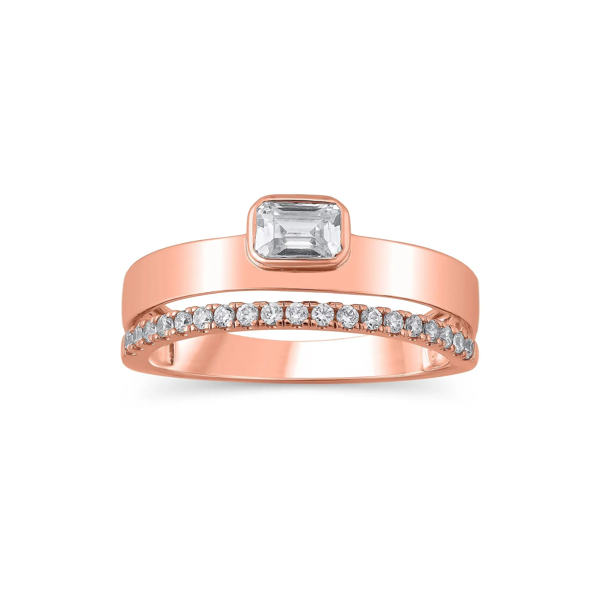 1/2 CT. Tw. Lab Grown Diamond Multi-Row Anniversary Band Ring 10K Rose Gold Size 5 7mm