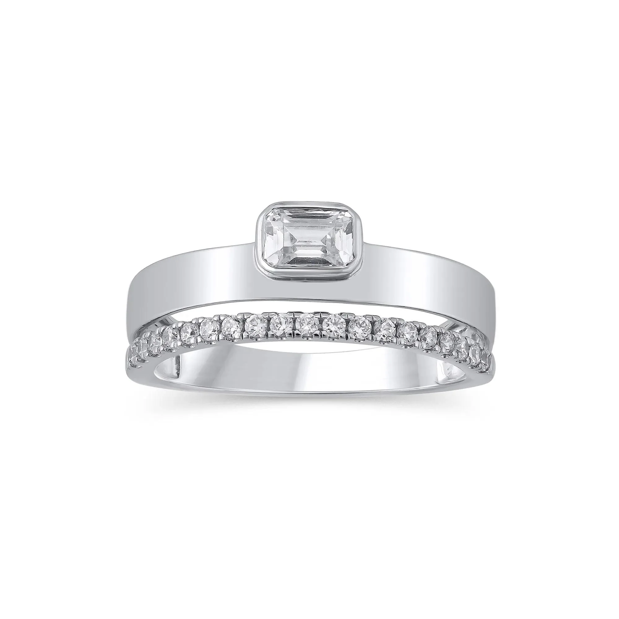 1/2 CT. Tw. Lab Grown Diamond Multi-Row Anniversary Band Ring 10K White Gold Size 10 7mm