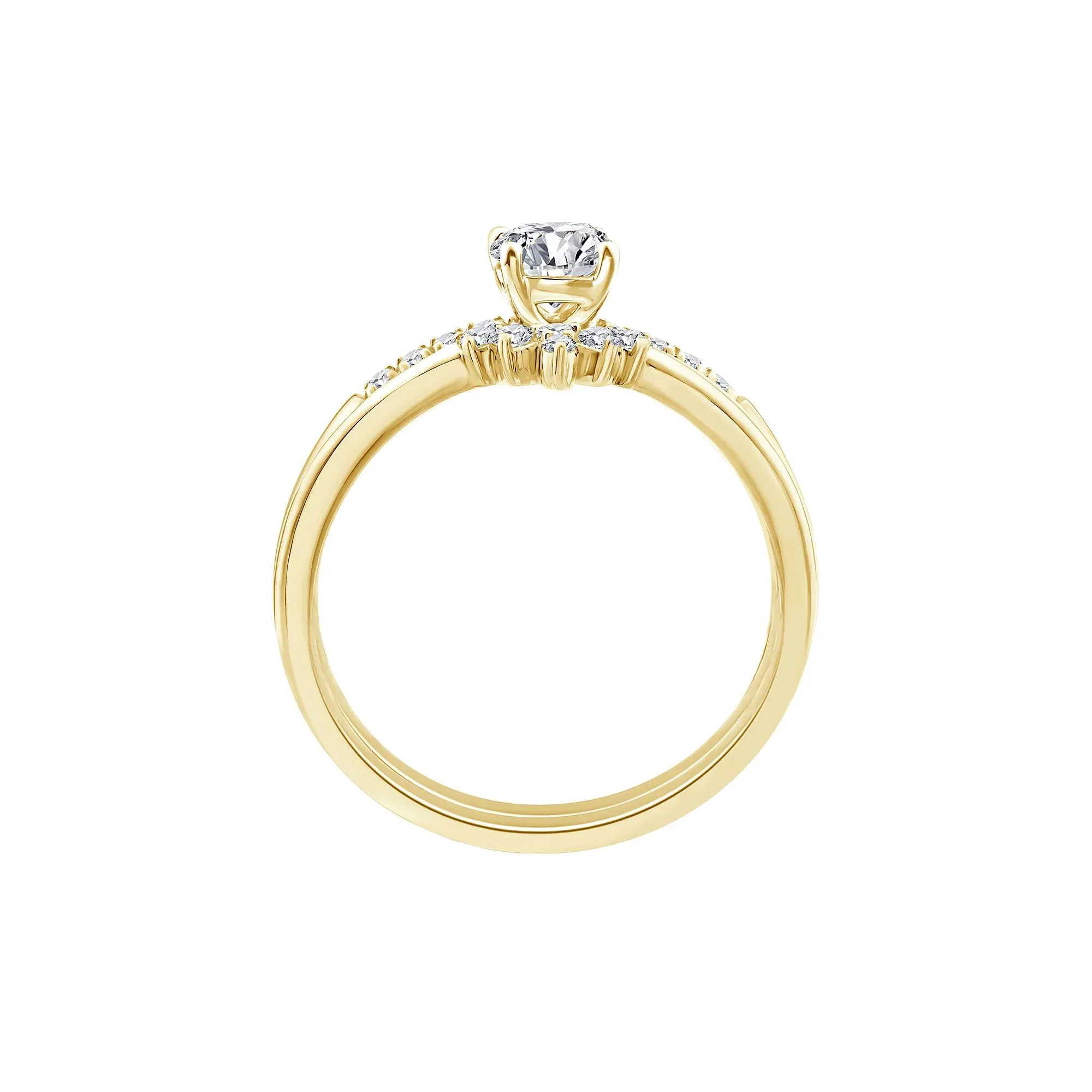 5/8 CT. Tw. Diamond Round Bridal Set 14K Yellow Gold Ring Round Brilliant Cut Size 6 2mm - Image 2