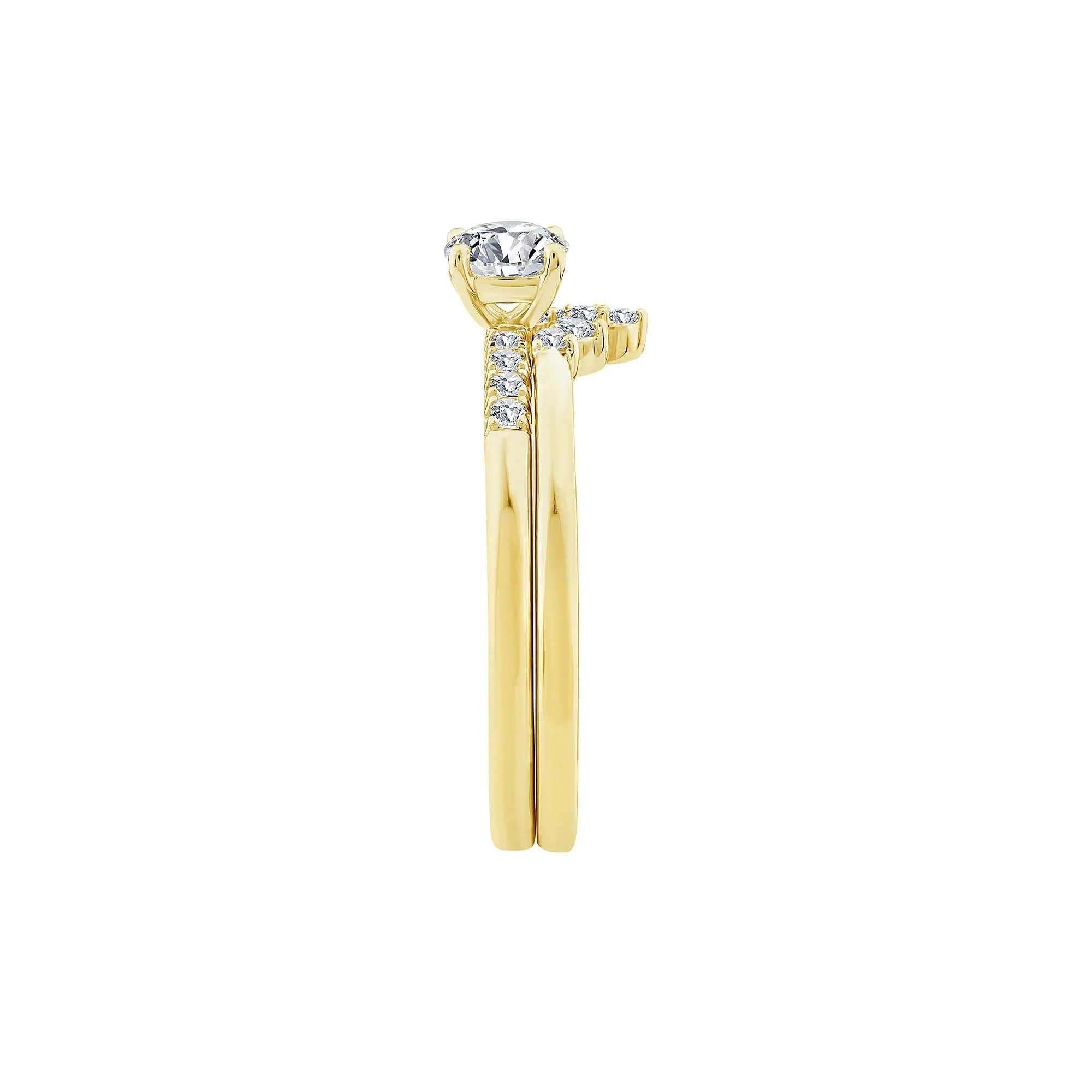 5/8 CT. Tw. Diamond Round Bridal Set 14K Yellow Gold Ring Round Brilliant Cut Size 7 2mm - Image 3