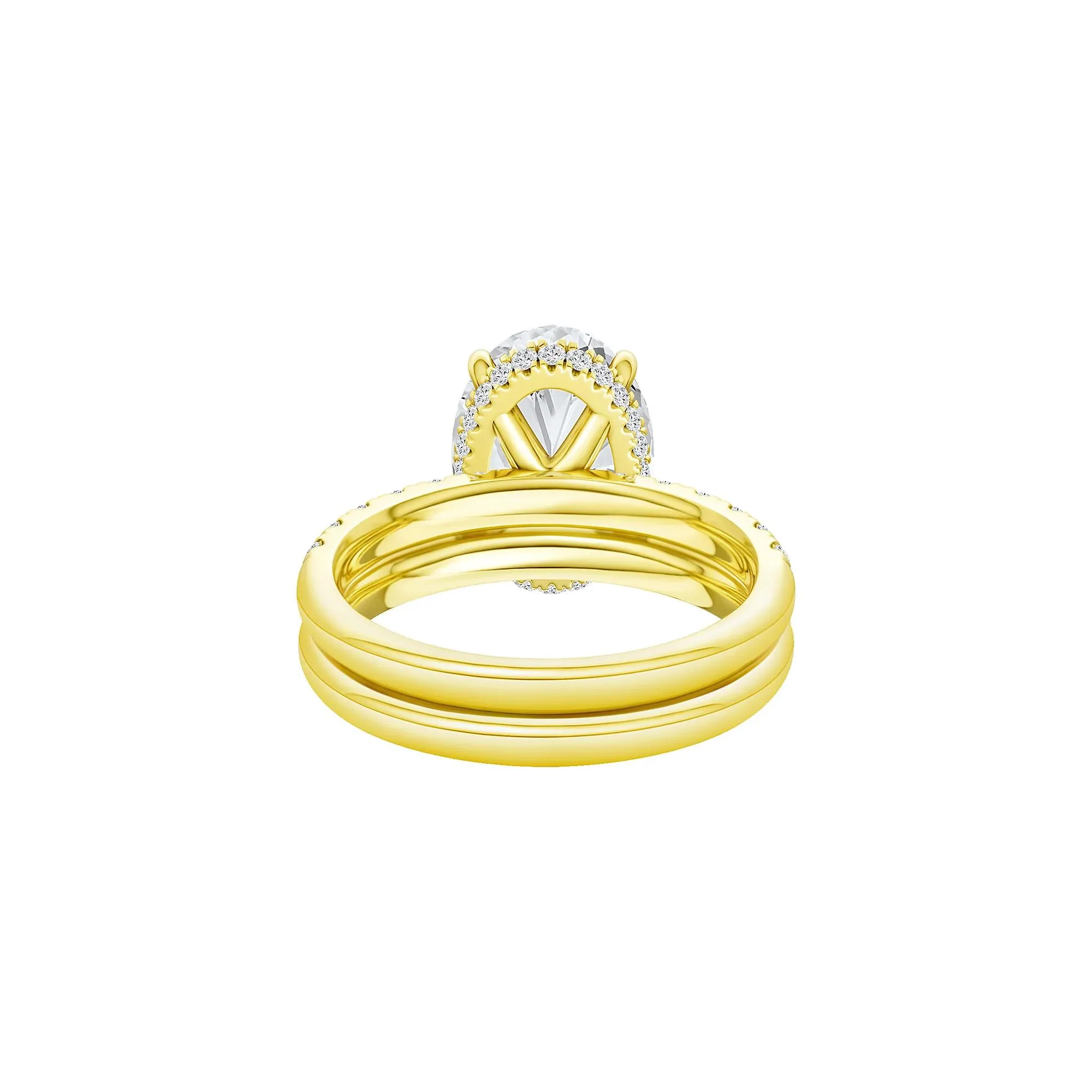5 CT. Tw. Lab Grown Diamond Oval Bridal Set 14K Yellow Gold Ring Round Brilliant Cut Size 5.5 2mm - Image 4