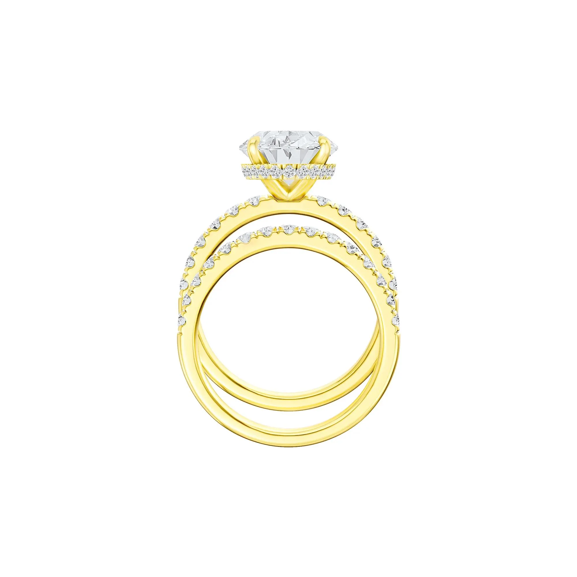 5 CT. Tw. Lab Grown Diamond Oval Bridal Set 14K Yellow Gold Ring Round Brilliant Cut Size 8 2mm - Image 2