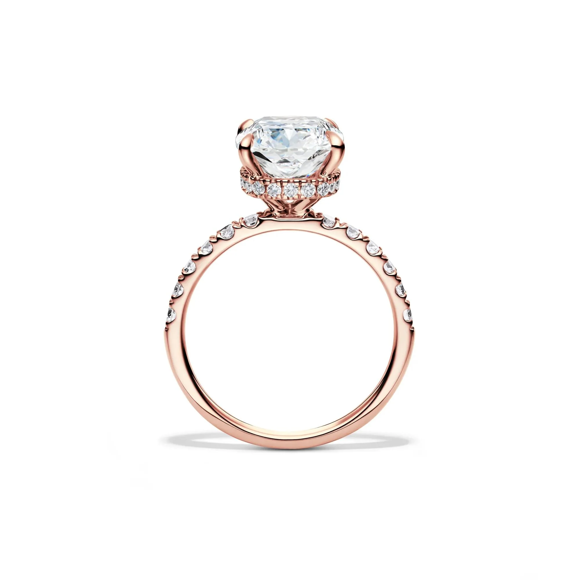 5 CT. Tw. Lab Grown Diamond Elongated Cushion-Cut Bridal Set 14K Rose Gold Ring Round Brilliant Cut Size 9 2mm - Image 2