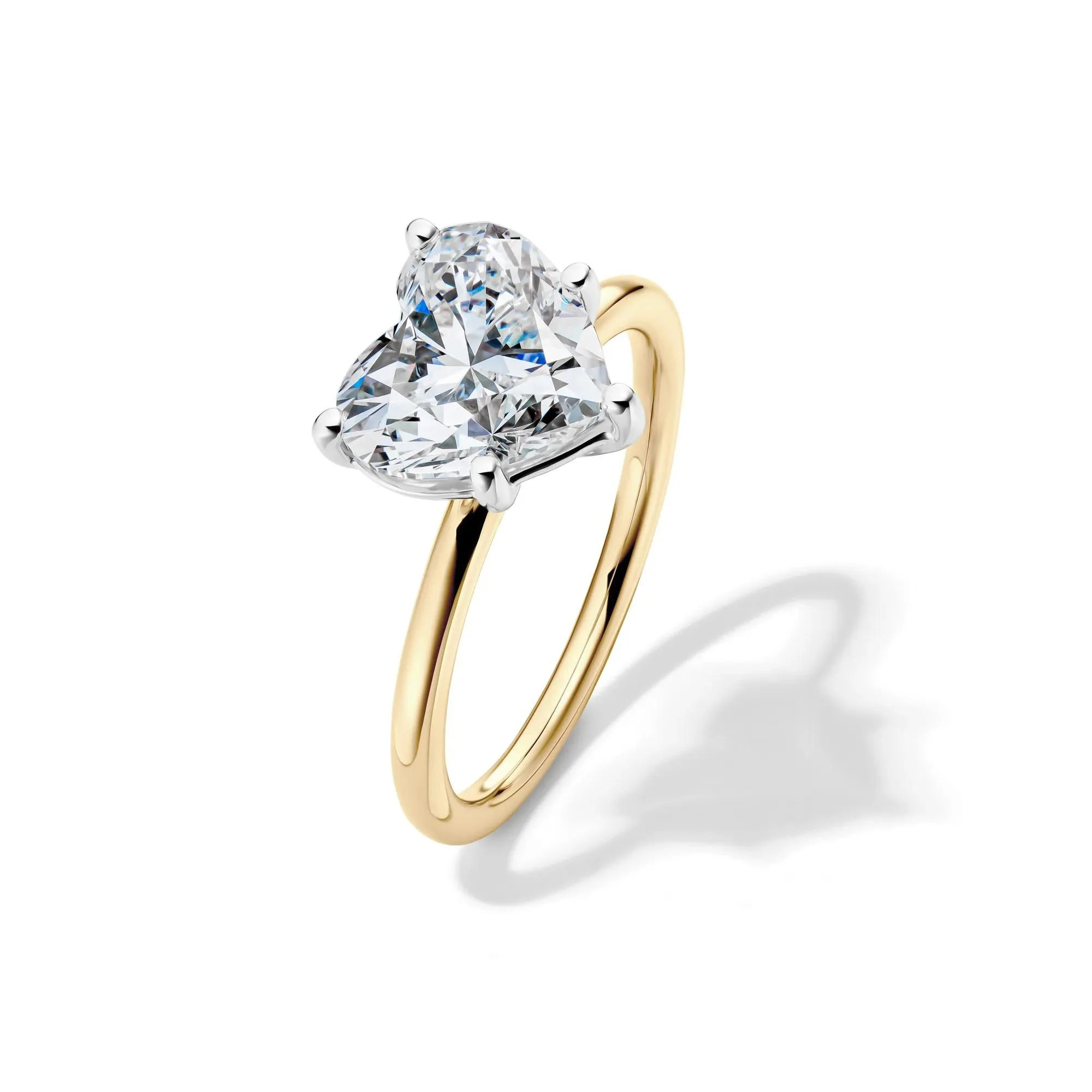 Lab Grown Diamond Heart-Shaped Solitaire Ring 14K Yellow & White Gold (3 CT.) Size 5 2mm - Image 4