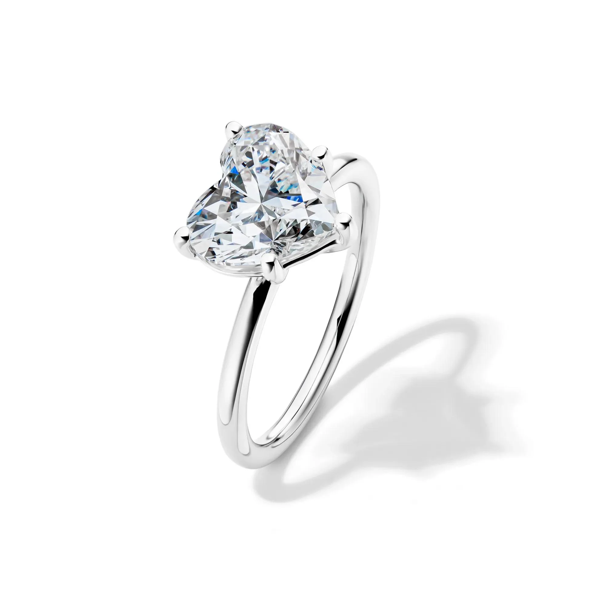 Lab Grown Diamond Heart-Shaped Solitaire Ring Platinum (3 CT.) White Size 10.5 2mm - Image 4