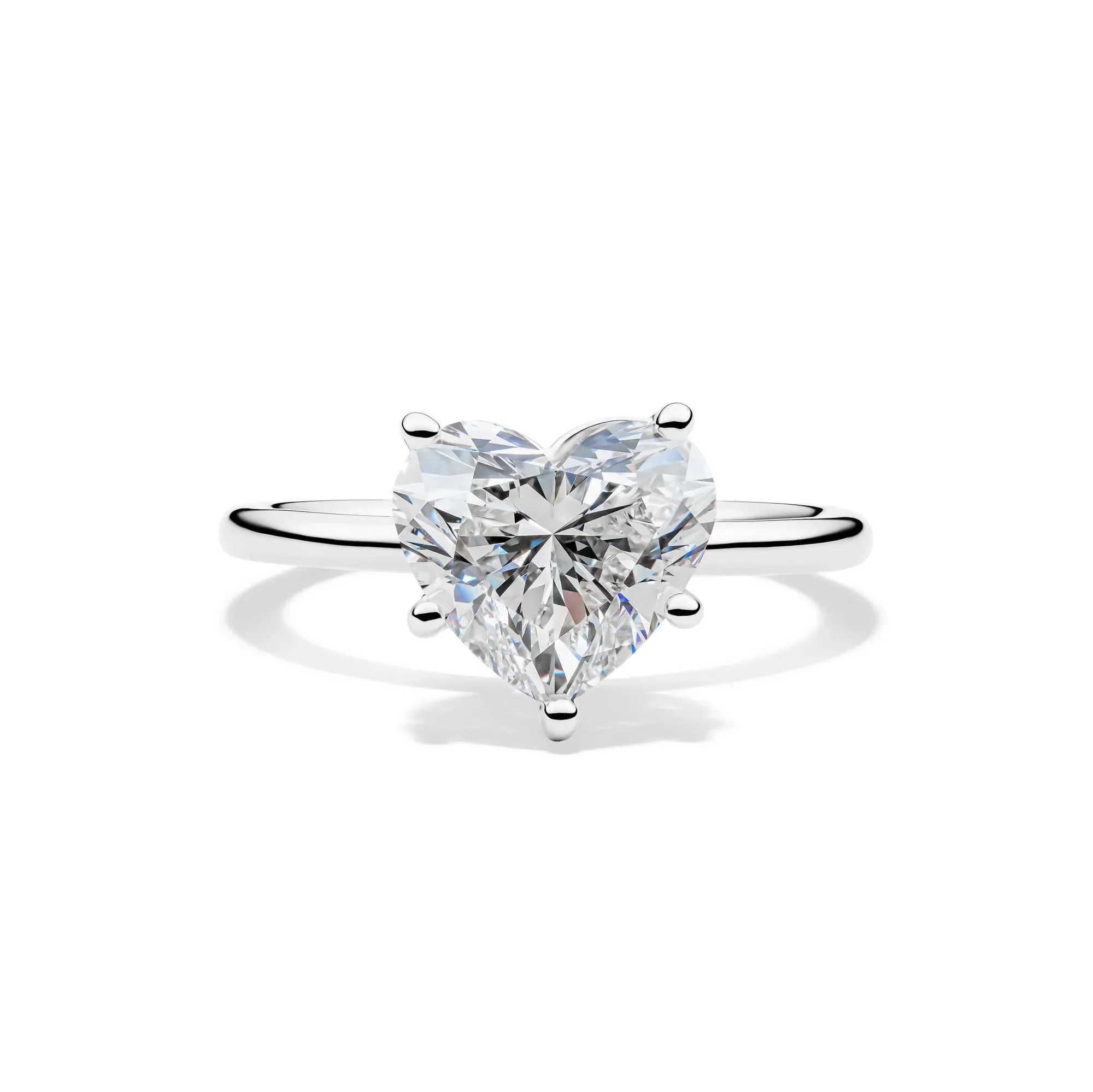 Lab Grown Diamond Heart-Shaped Solitaire Ring Platinum (3 CT.) White Size 8 2mm