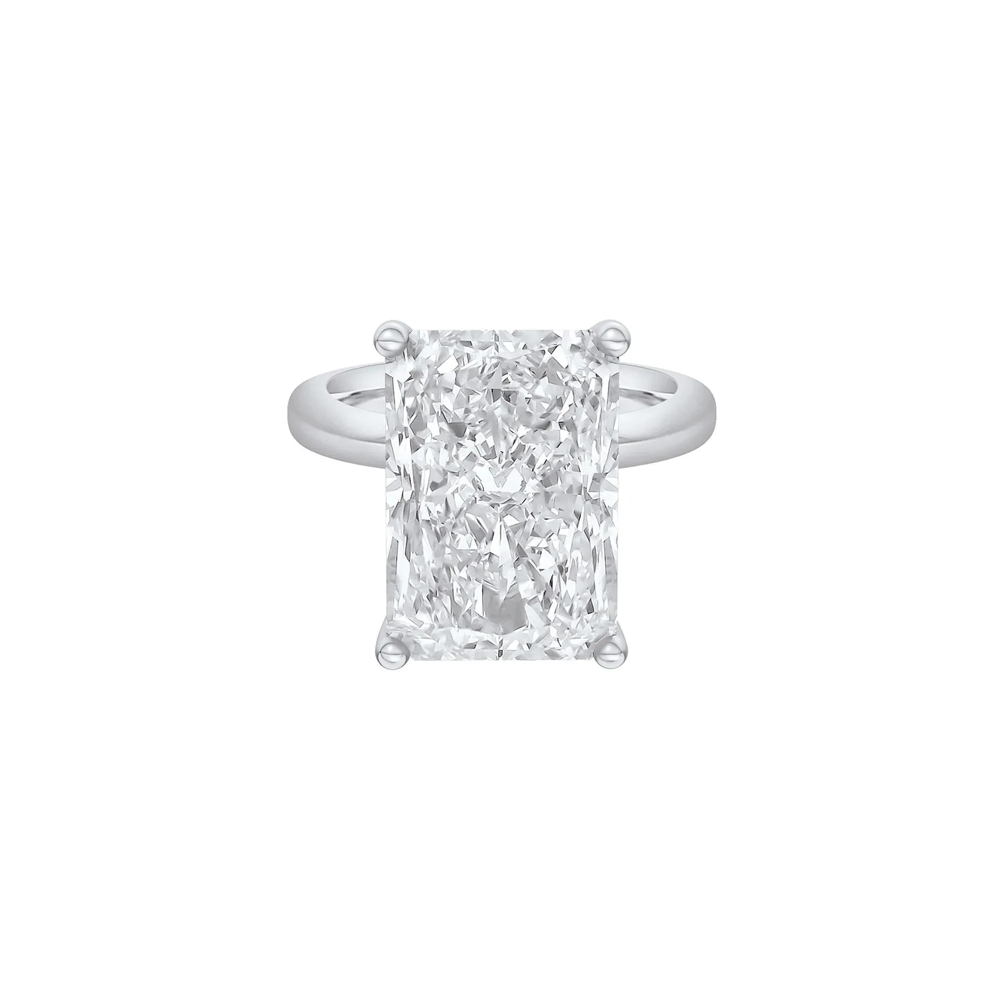 Lab Grown Diamond Radiant-Cut Solitaire Ring Platinum (10 CT.) White Size 5.5 2mm