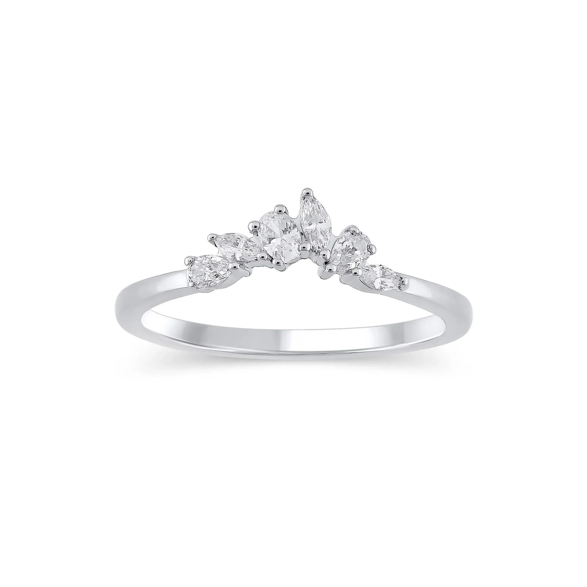 1/3 CT. Tw. Lab Grown Diamond Mixed-Shape Contour Band Ring 14K White Gold Size 7 6.5mm