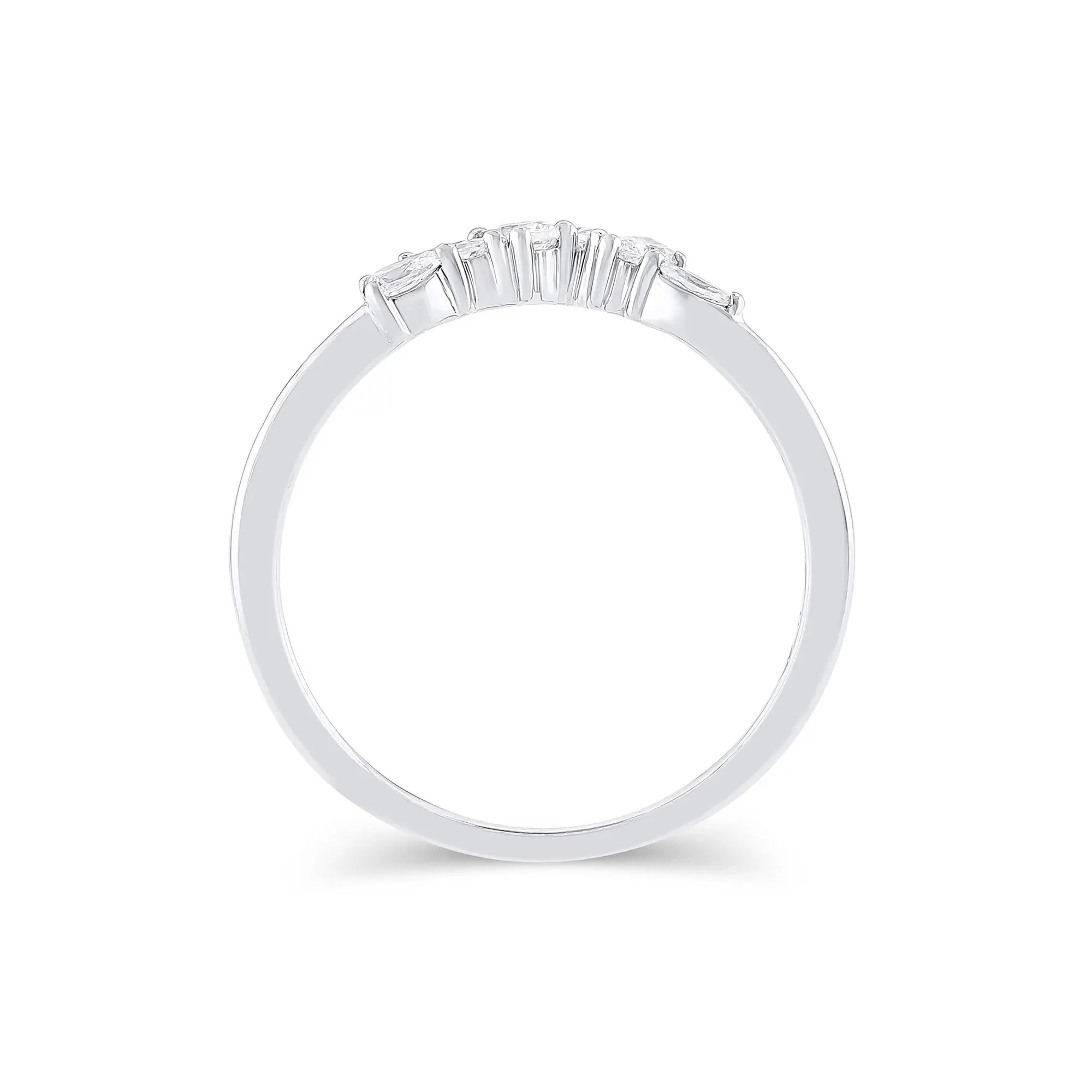 1/3 CT. Tw. Lab Grown Diamond Mixed-Shape Contour Band Ring 14K White Gold Size 8.5 6.5mm - Image 2