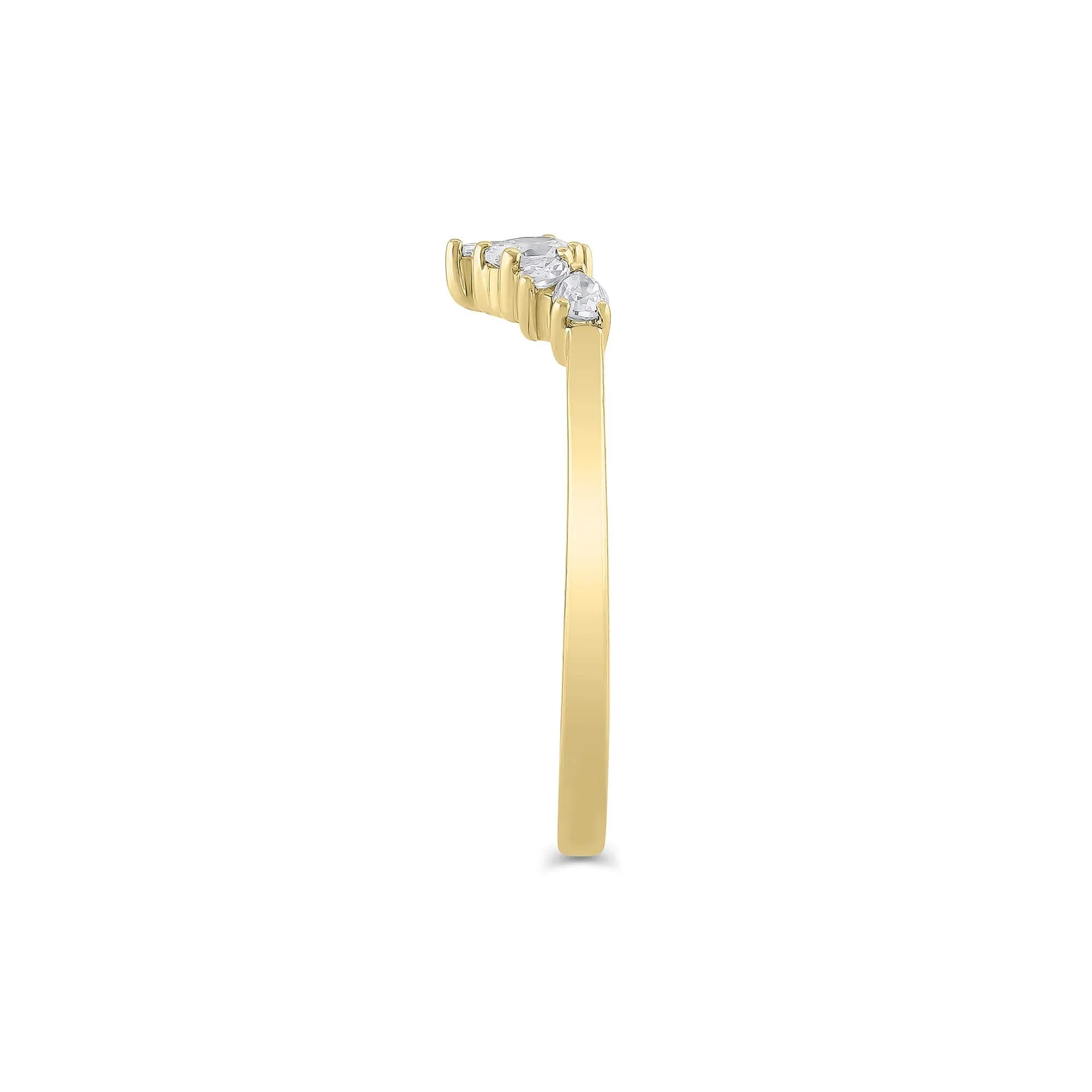 1/3 CT. Tw. Lab Grown Diamond Mixed-Shape Contour Band Ring 14K Yellow Gold Size 10 6.5mm - Image 3