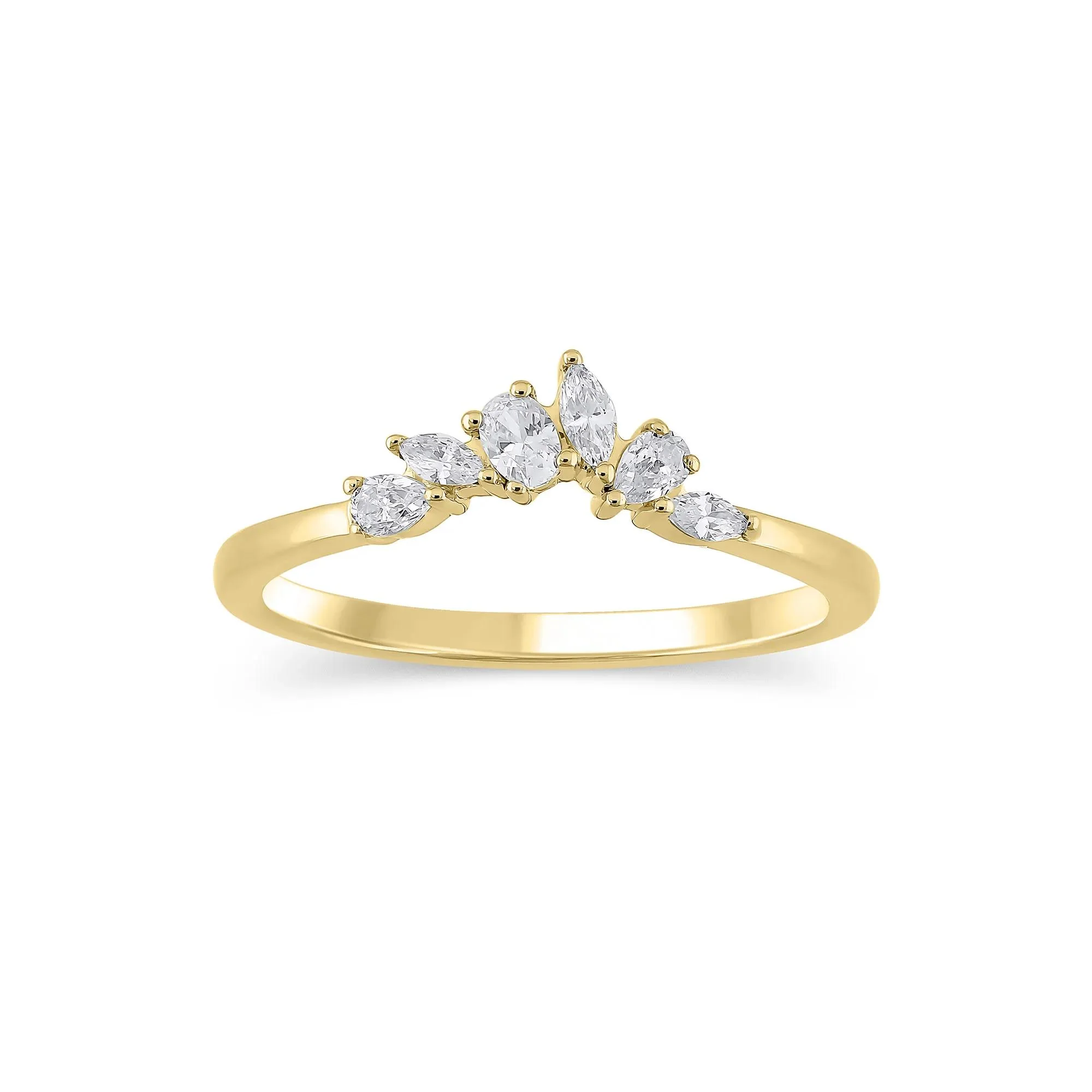 1/3 CT. Tw. Lab Grown Diamond Mixed-Shape Contour Band Ring 14K Yellow Gold Size 6.5 6.5mm