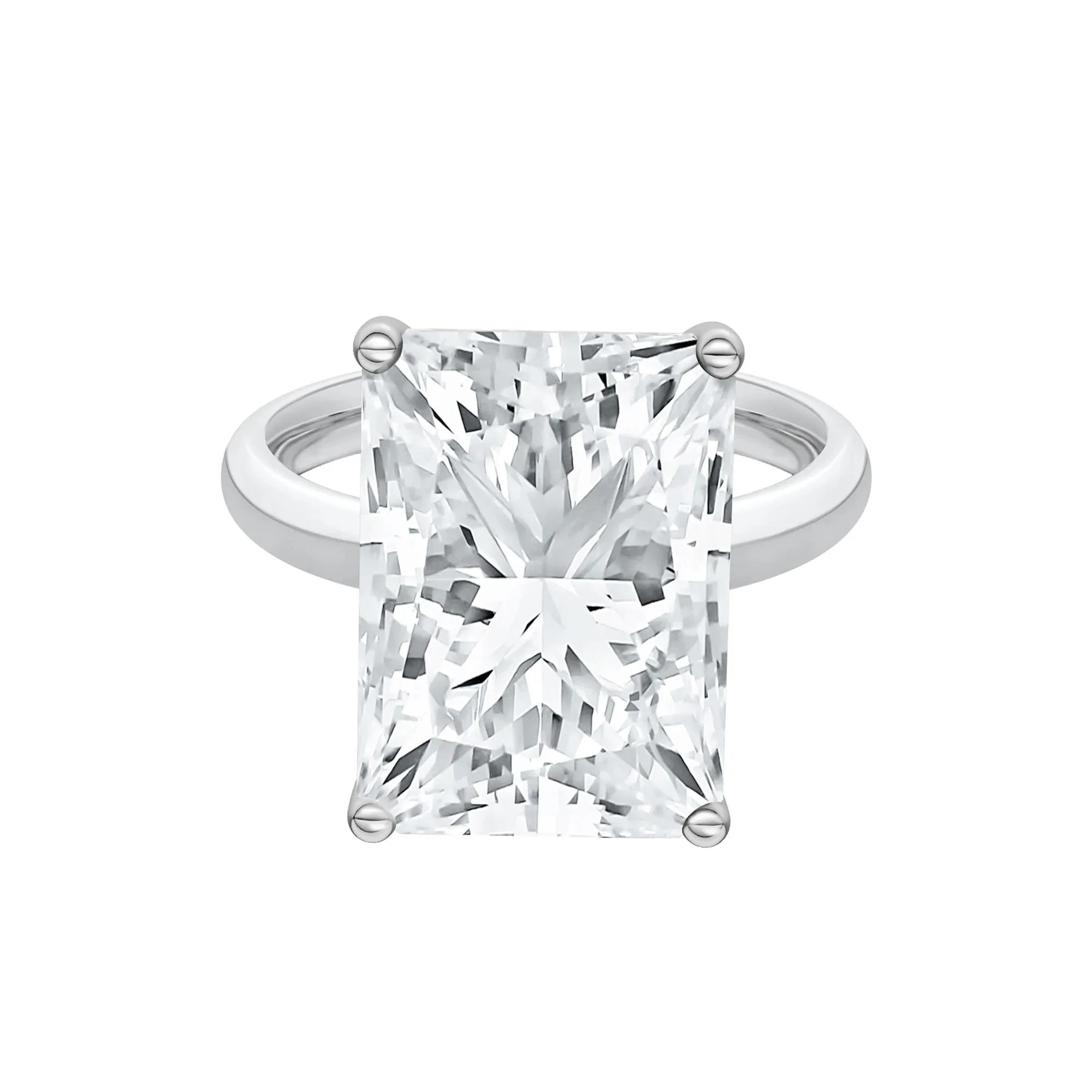 Lab Grown Diamond Radiant-Cut Solitaire Ring Platinum (8 CT.) White Size 6.5 2mm