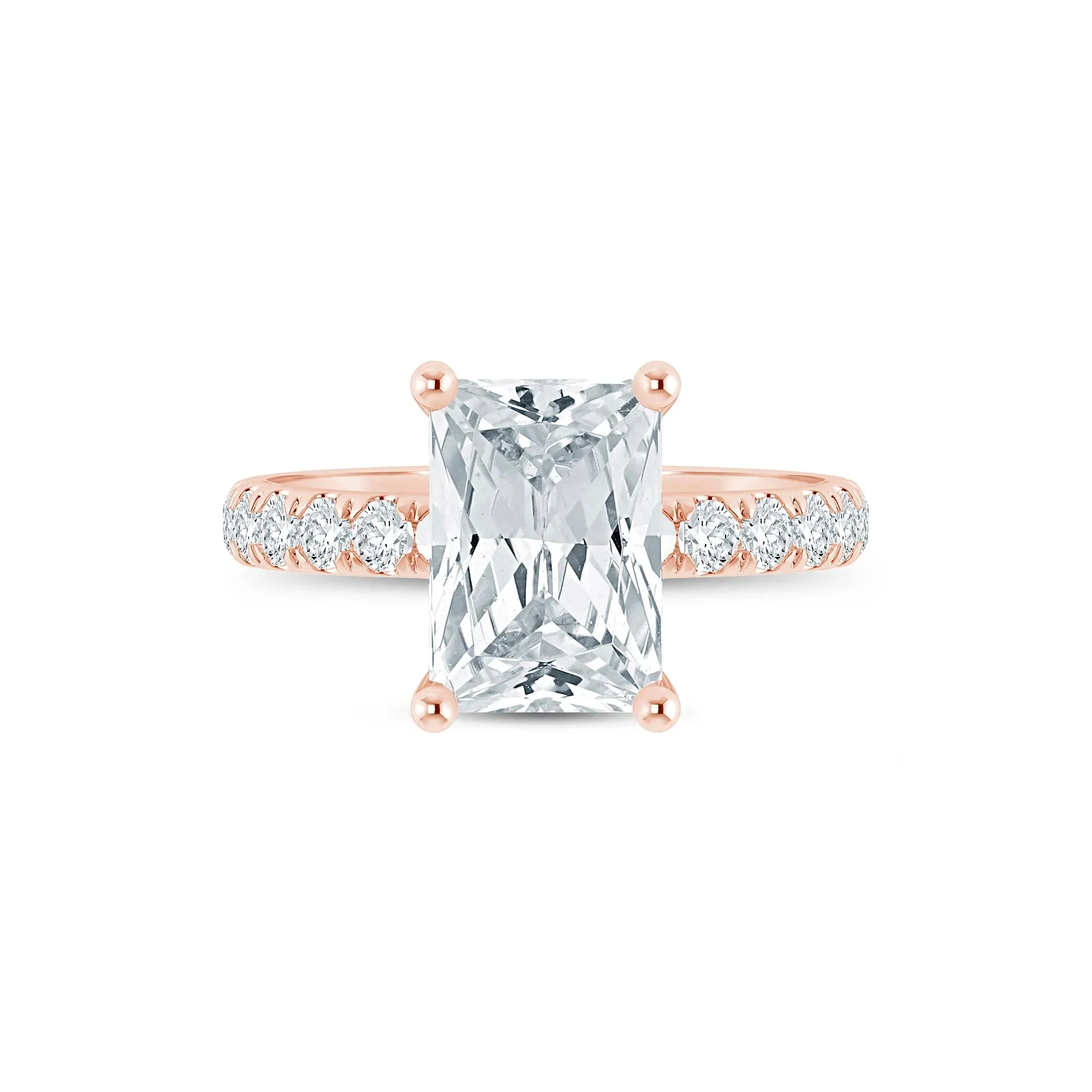4 1/2 CT. Tw. Lab Grown Diamond Radiant-Cut Engagement Ring 14K Rose Gold Size 5.5 2mm
