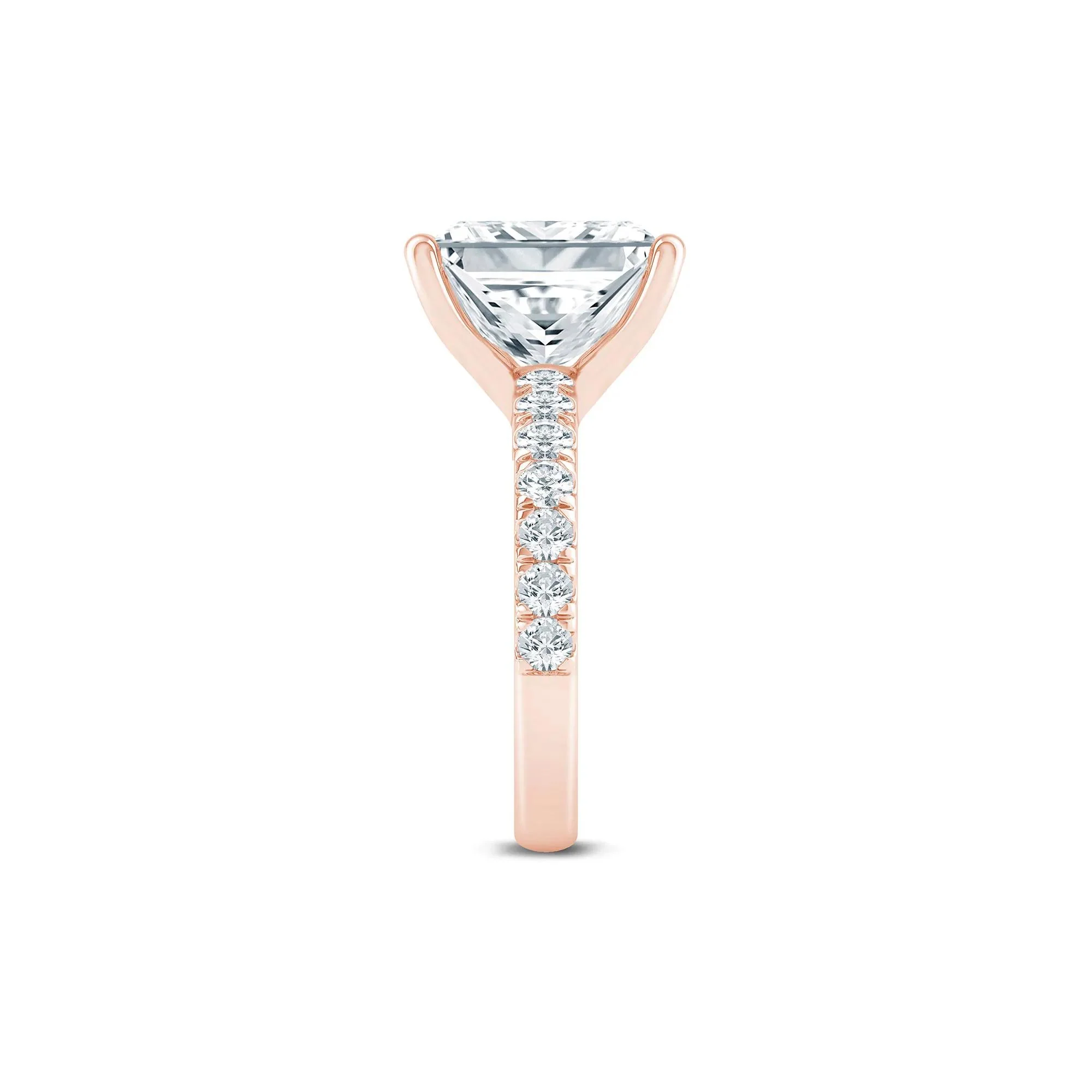 4 1/2 CT. Tw. Lab Grown Diamond Radiant-Cut Engagement Ring 14K Rose Gold Size 9 2mm - Image 3