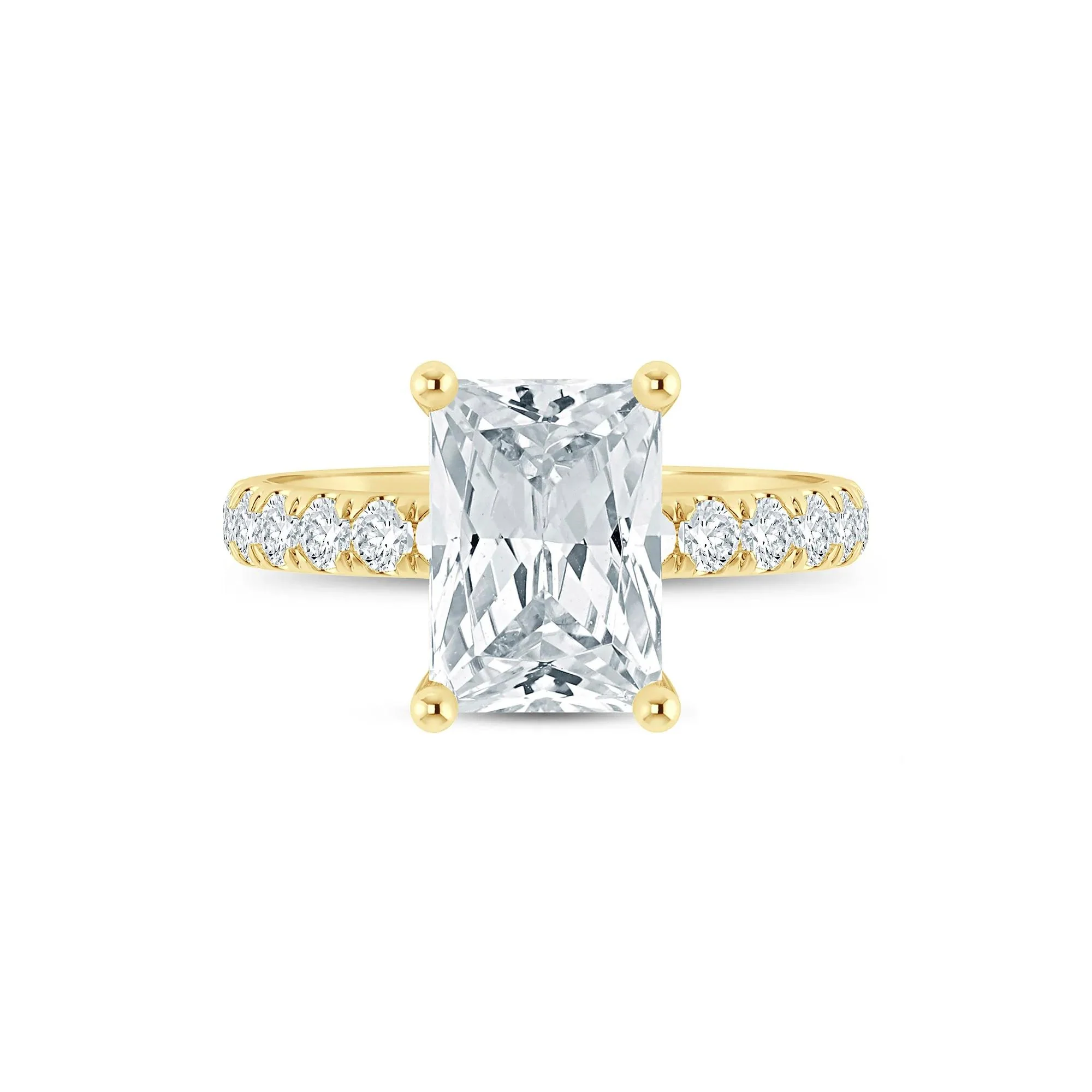 4 1/2 CT. Tw. Lab Grown Diamond Radiant-Cut Engagement Ring 14K Yellow Gold Size 7.5 2mm