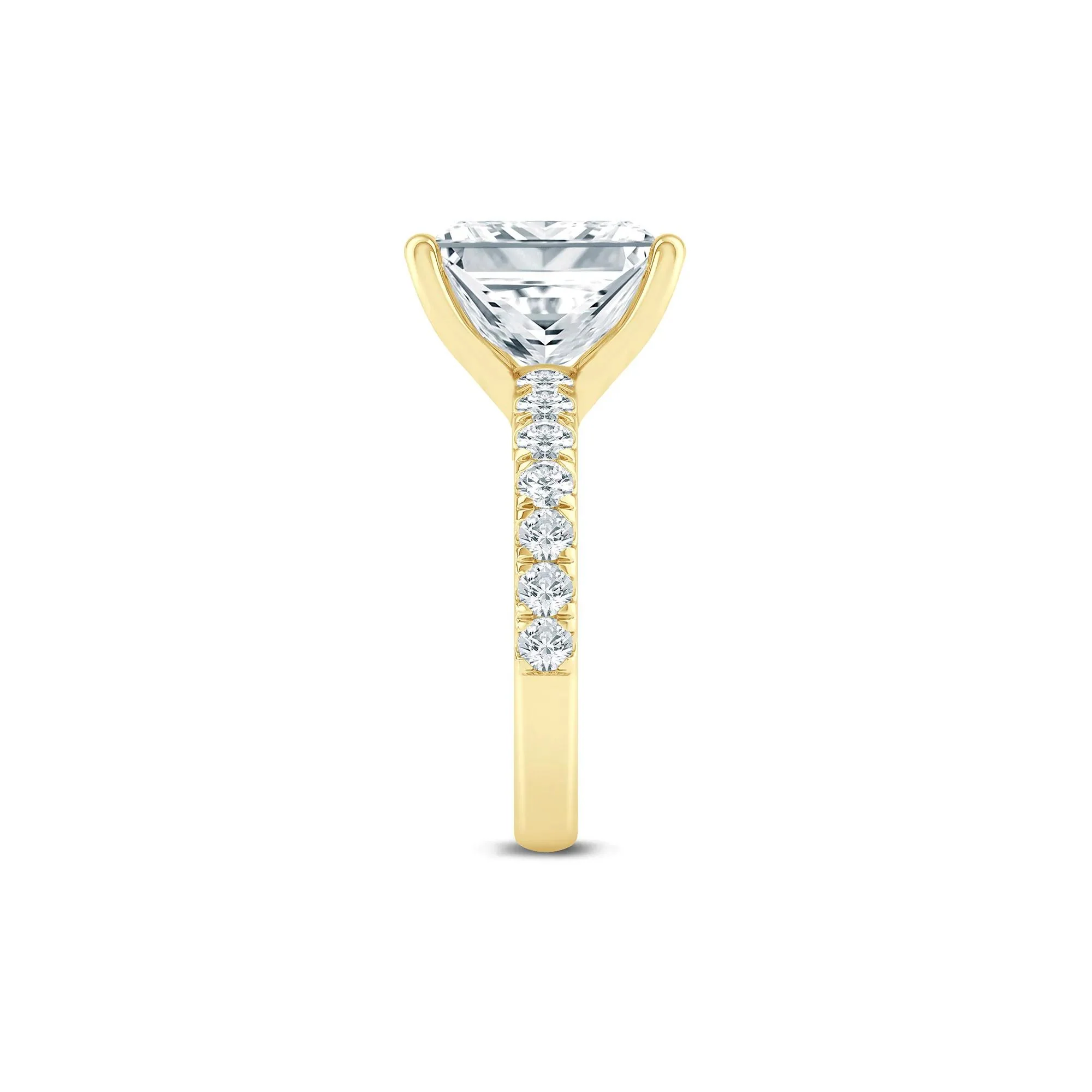 4 1/2 CT. Tw. Lab Grown Diamond Radiant-Cut Engagement Ring 14K Yellow Gold Size 8.5 2mm - Image 3