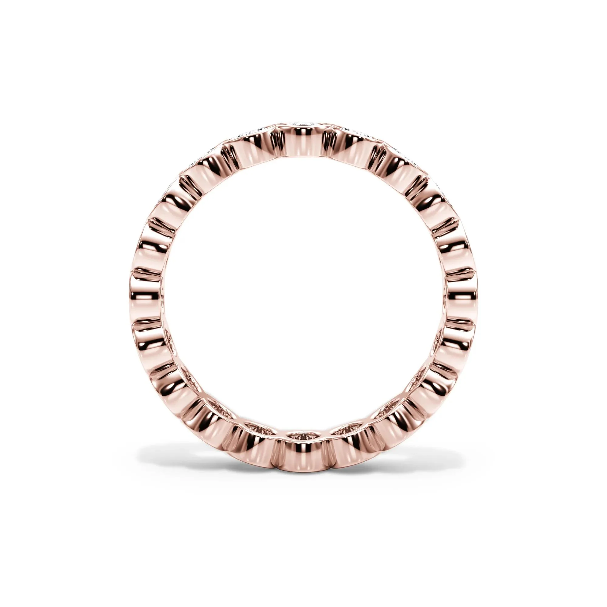 2 CT. Tw. Lab Grown Diamond Oval Bezel Eternity Band Ring 14K Rose Gold Size 5 3mm - Image 2