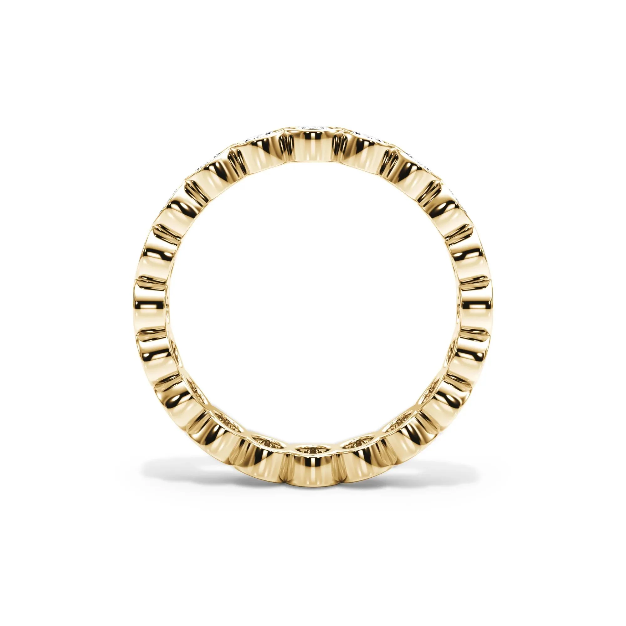 2 CT. Tw. Lab Grown Diamond Oval Bezel Eternity Band Ring 14K Yellow Gold Size 7.5 3mm - Image 2