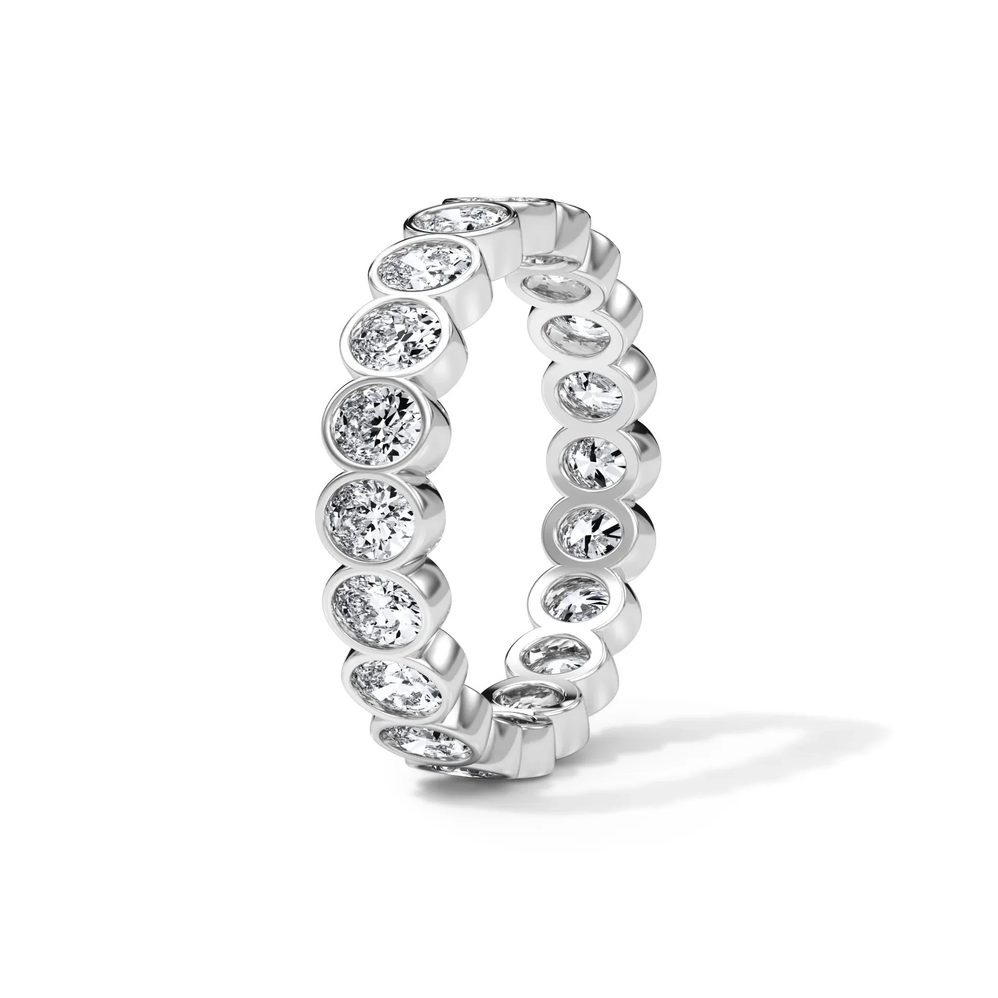 2 CT. Tw. Lab Grown Diamond Oval Bezel Eternity Band Ring Platinum White Size 8 3mm - Image 3