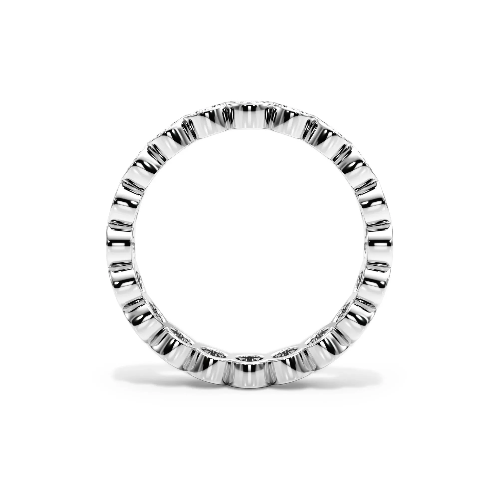 2 CT. Tw. Lab Grown Diamond Oval Bezel Eternity Band Ring Platinum White Size 8.5 3mm - Image 2