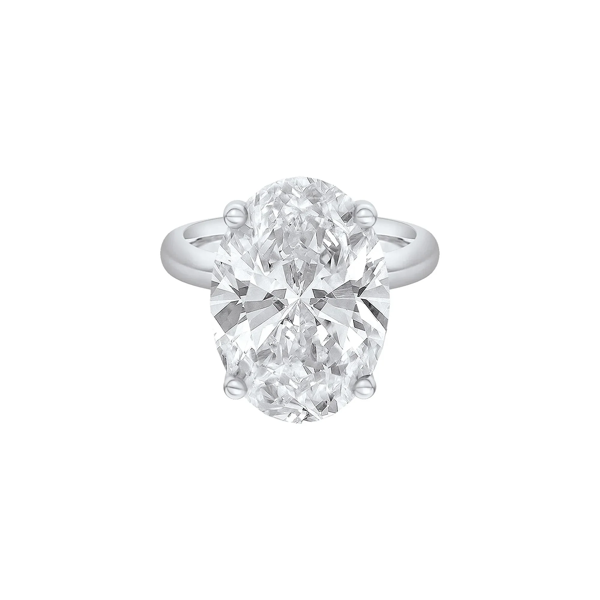 Lab Grown Diamond Oval Solitaire Ring Platinum (8 CT.) White Size 12 2mm