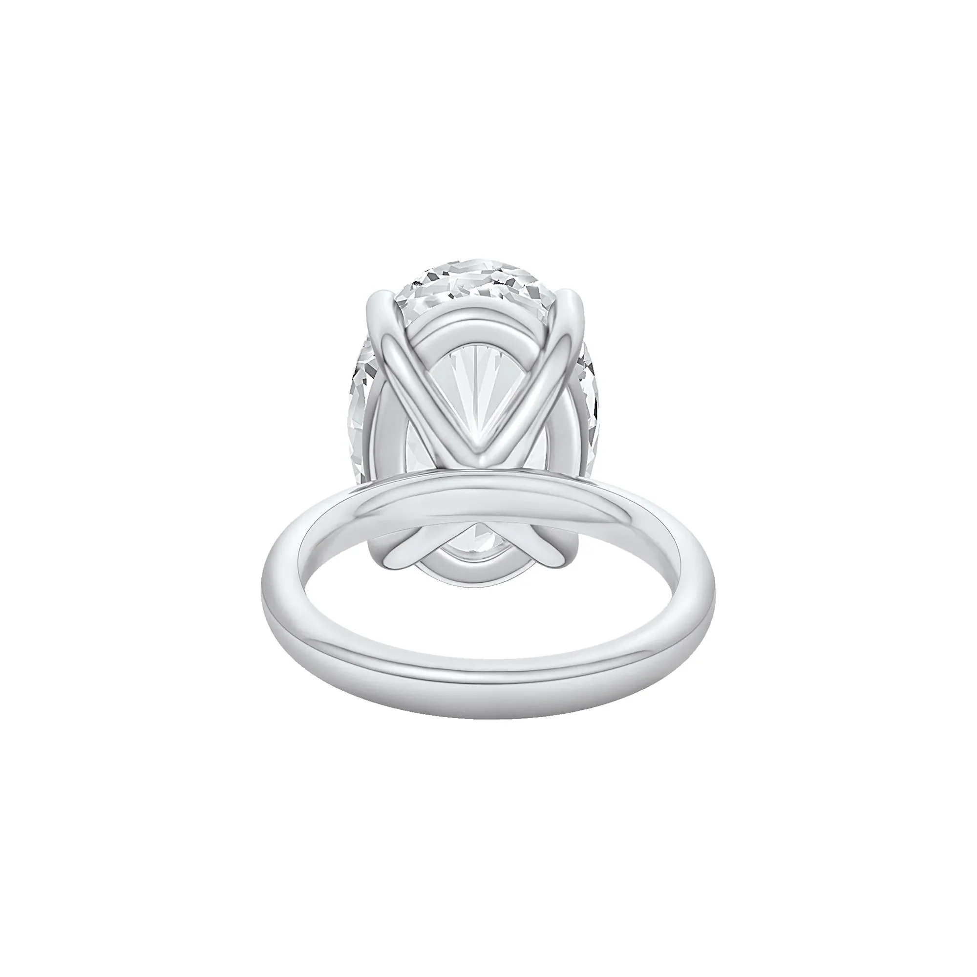 Lab Grown Diamond Oval Solitaire Ring Platinum (8 CT.) White Size 8.5 2mm - Image 4