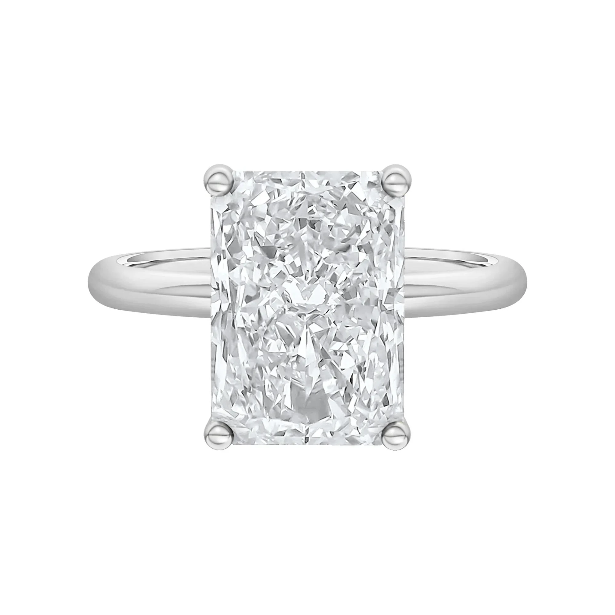 Lab Grown Diamond Radiant-Cut Solitaire Ring 14K White Gold (5 CT.) Size 8.5 2mm