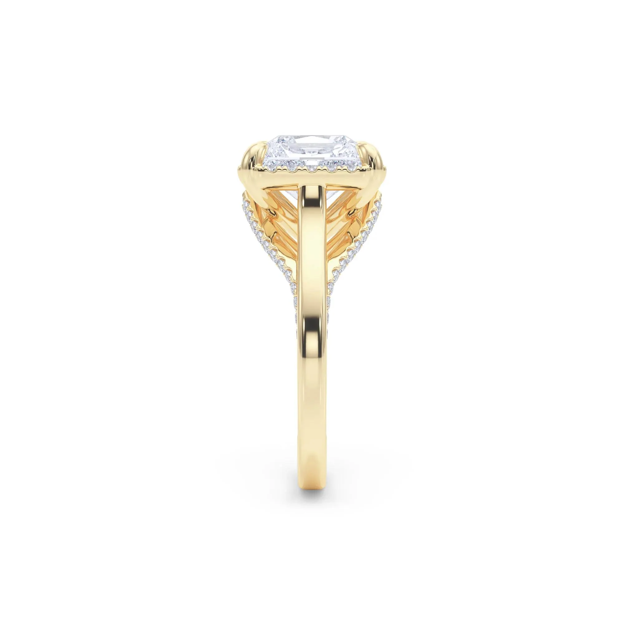 4 1/2 CT. Tw. Lab Grown Diamond Square Radiant-Cut Halo Engagement Ring 14K Yellow Gold Size 5.5 10.5mm - Image 3