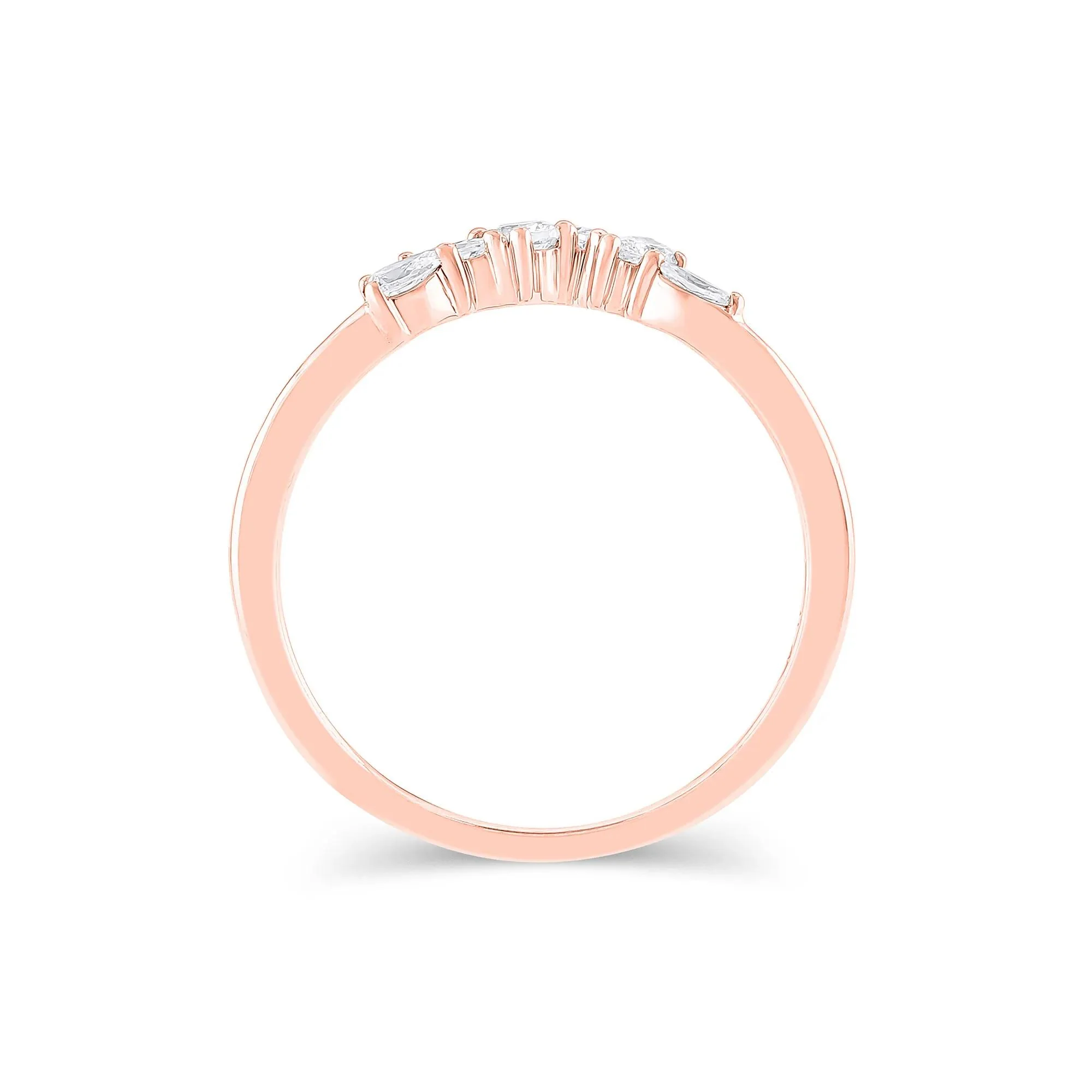 1/3 CT. Tw. Lab Grown Diamond Mixed-Shape Contour Band Ring 14K Rose Gold Size 7 6.5mm - Image 2