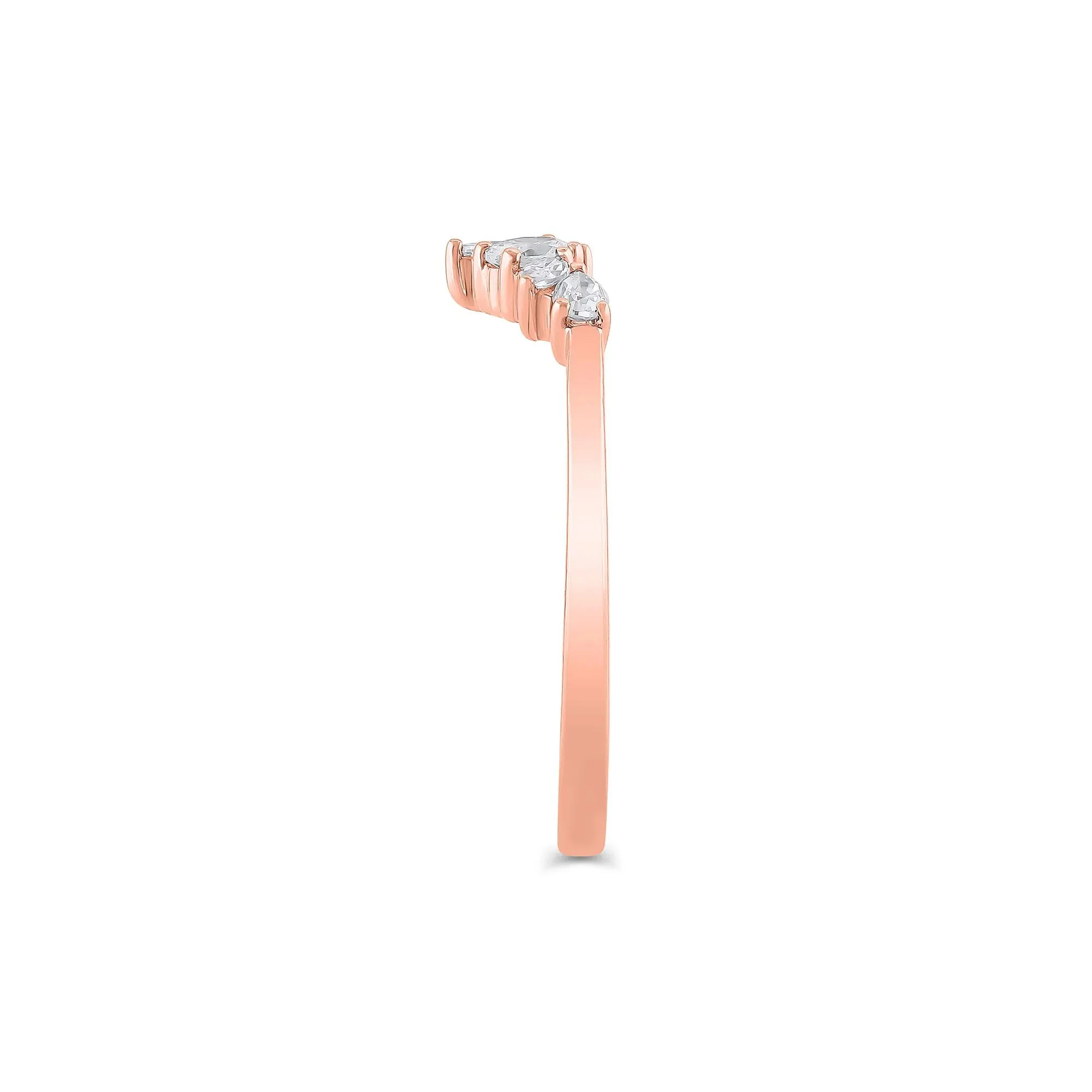 1/3 CT. Tw. Lab Grown Diamond Mixed-Shape Contour Band Ring 14K Rose Gold Size 7 6.5mm - Image 3