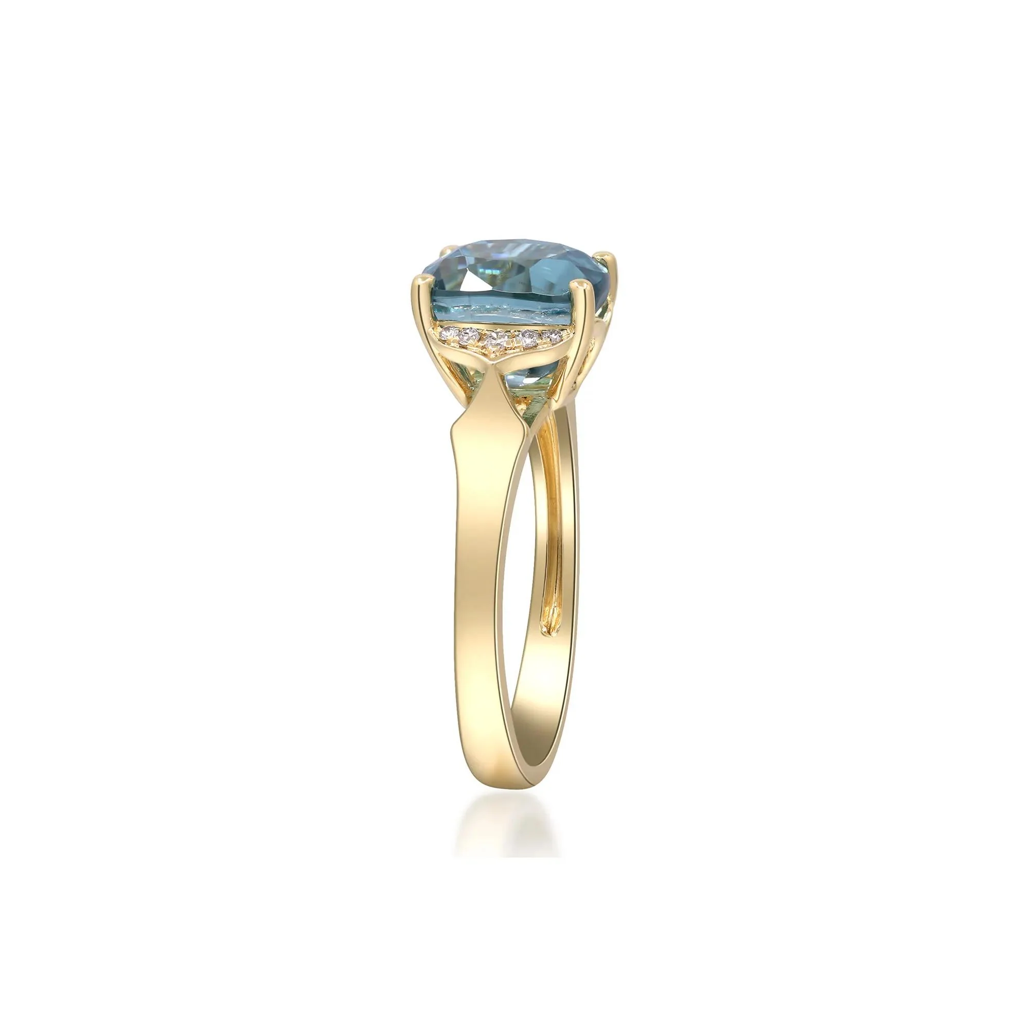 London Blue Topaz & Round Diamond Accent Ring 10K Yellow Gold Size 6 2mm - Image 3
