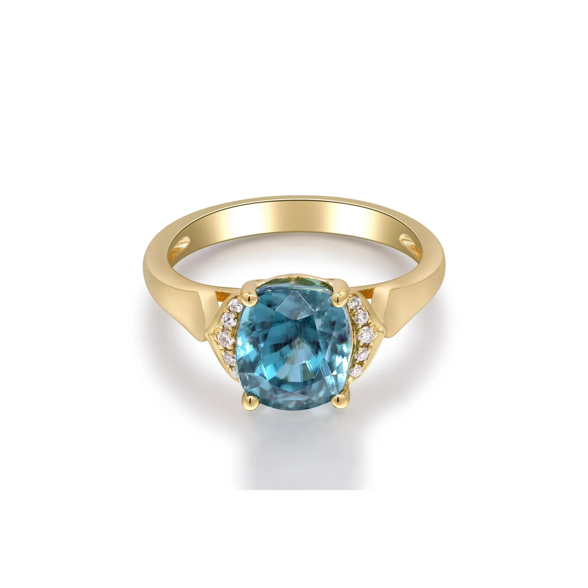 London Blue Topaz & Round Diamond Accent Ring 10K Yellow Gold Size 6.5 2mm
