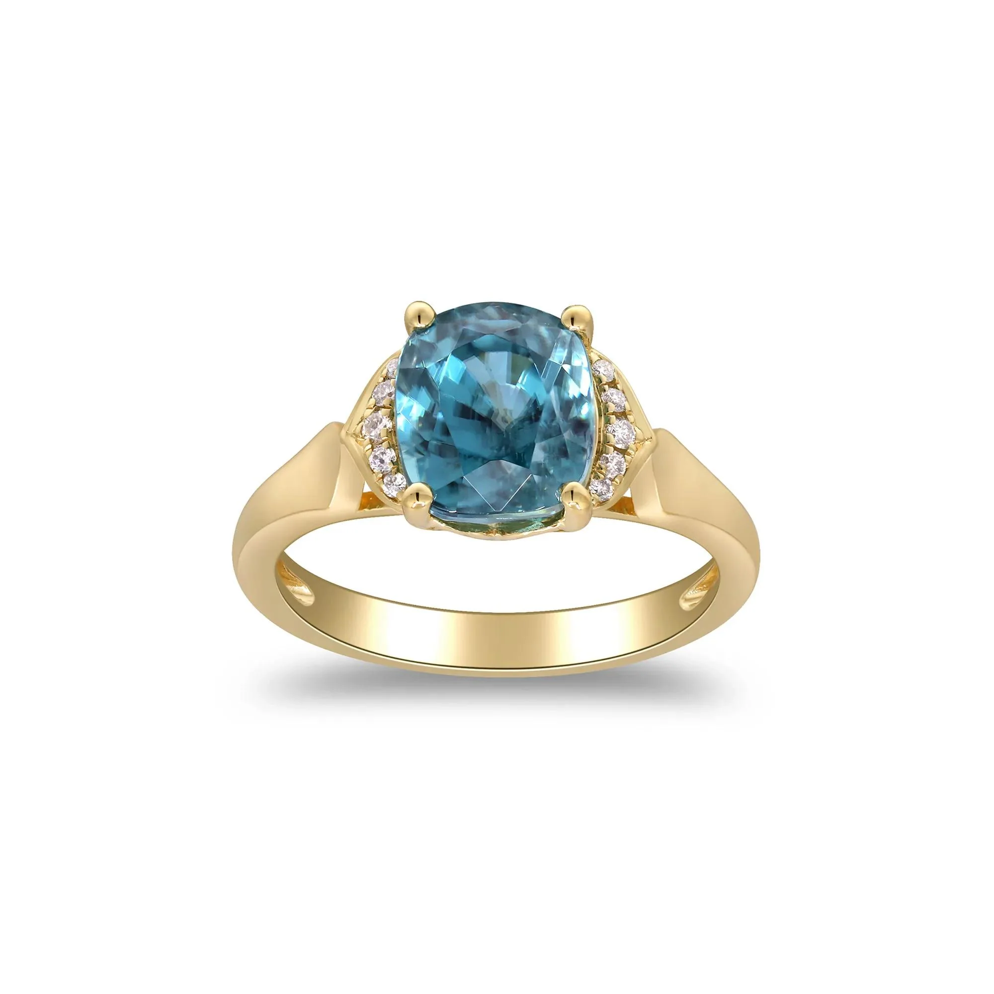 London Blue Topaz & Round Diamond Accent Ring 10K Yellow Gold Size 6.5 2mm - Image 4