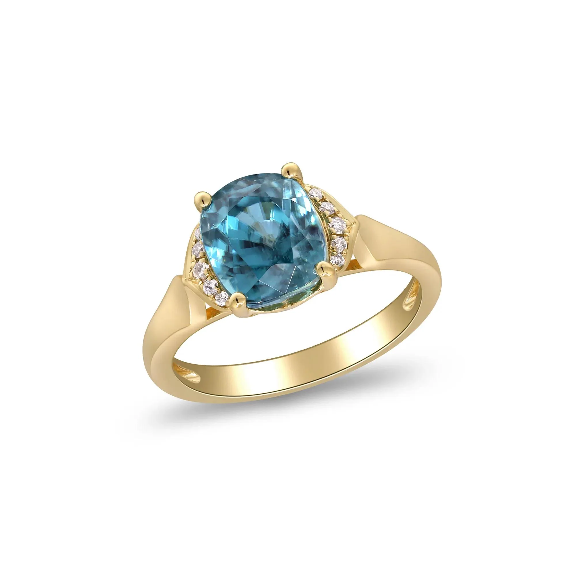 London Blue Topaz & Round Diamond Accent Ring 10K Yellow Gold Size 6.5 2mm - Image 5