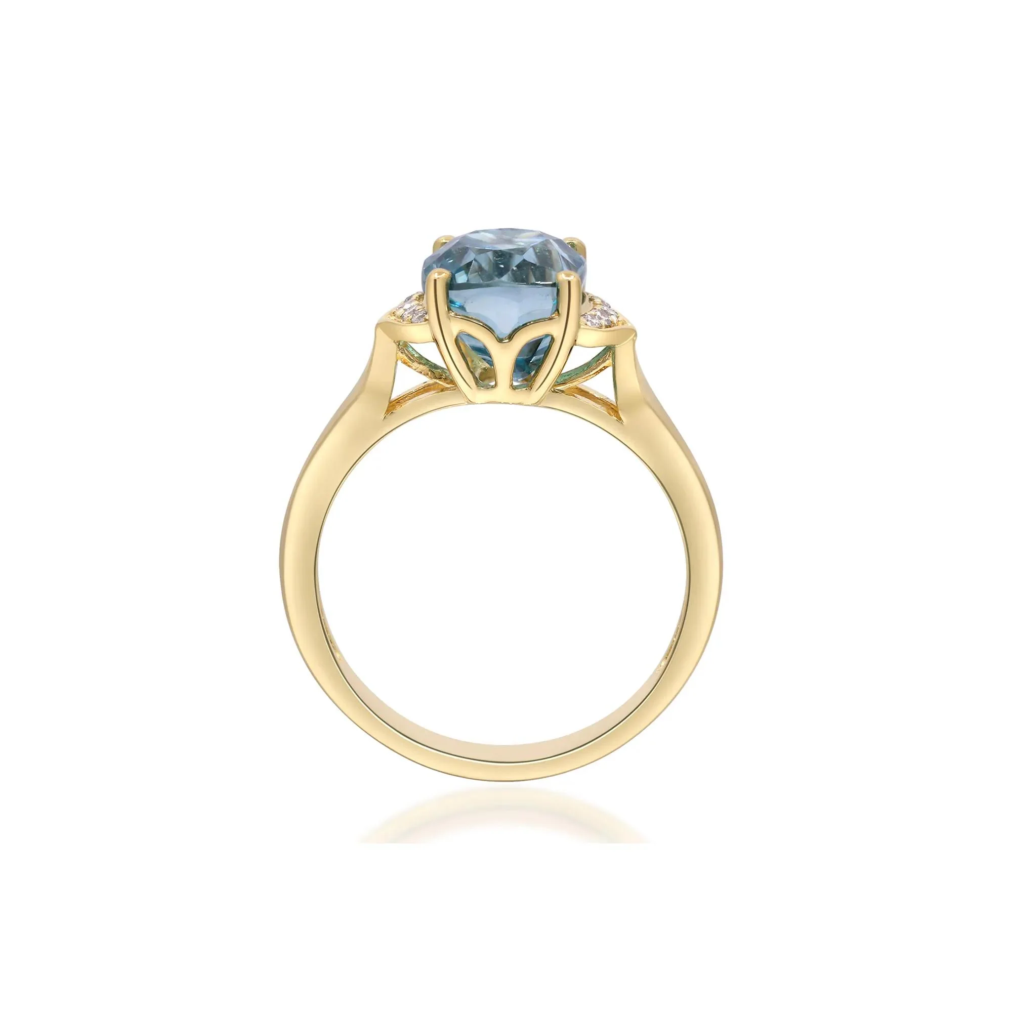 London Blue Topaz & Round Diamond Accent Ring 10K Yellow Gold Size 7 2mm - Image 2
