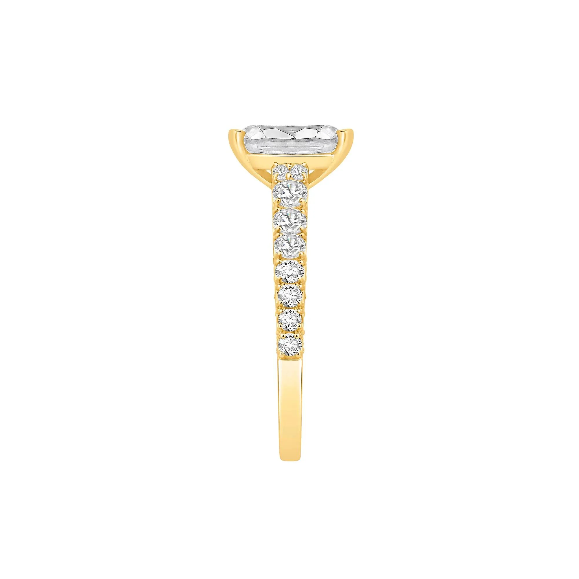 4 CT. Tw. Lab Grown Diamond Elongated Cushion Engagement Ring 14K Yellow Gold Round Brilliant Cut Size 8 10mm - Image 3