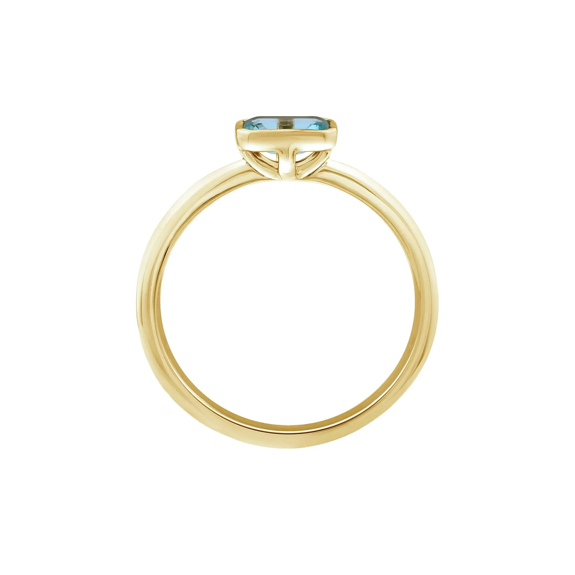 Aquamarine Bezel Fashion Ring 10K Yellow Gold Size 10 1.5mm - Image 2