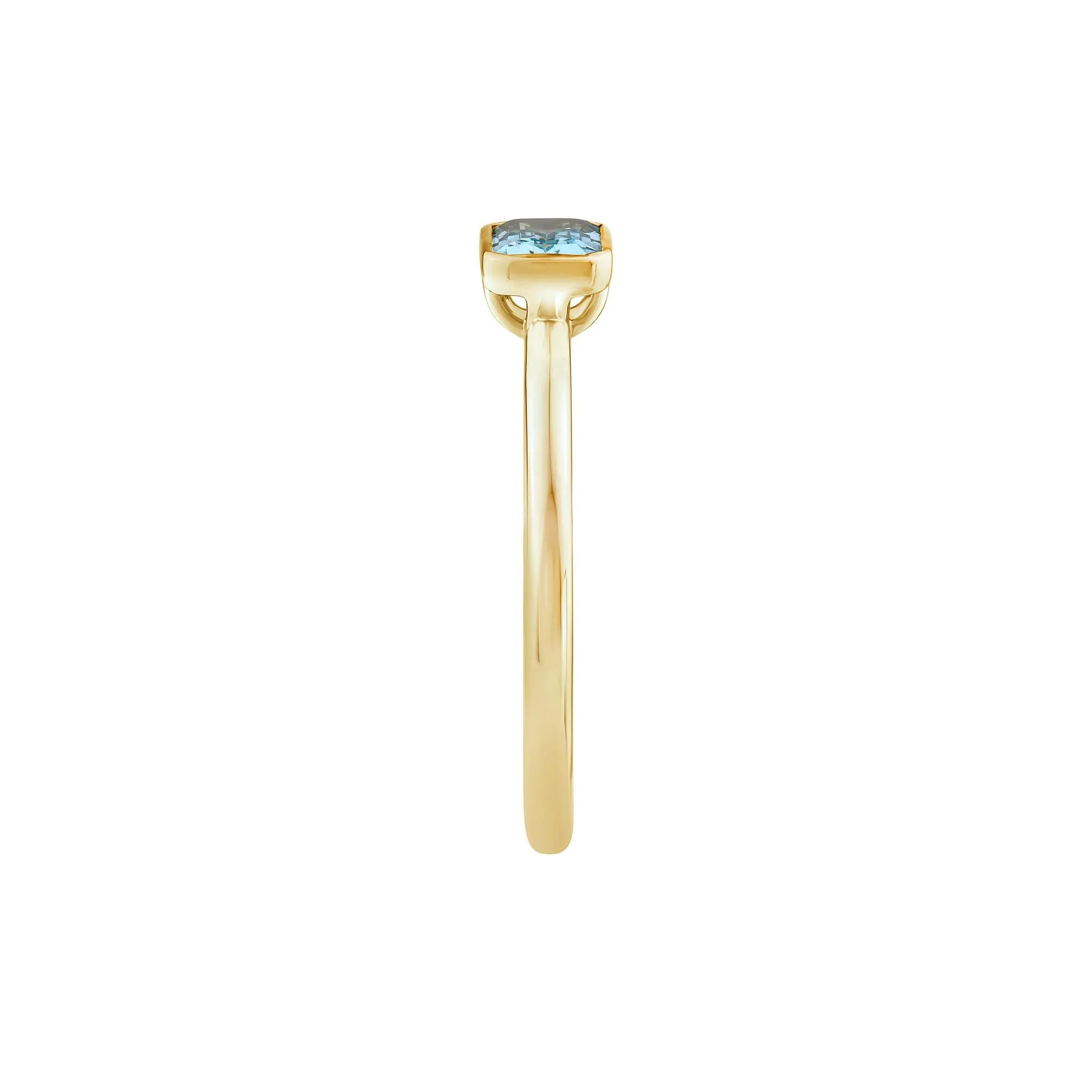Aquamarine Bezel Fashion Ring 10K Yellow Gold Size 8 1.5mm - Image 3