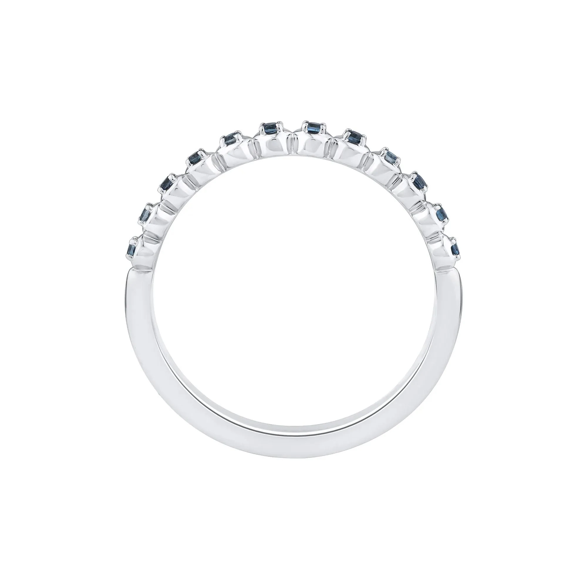 London Blue Topaz Round Band Ring 10K White Gold Size 8.5 2mm - Image 2