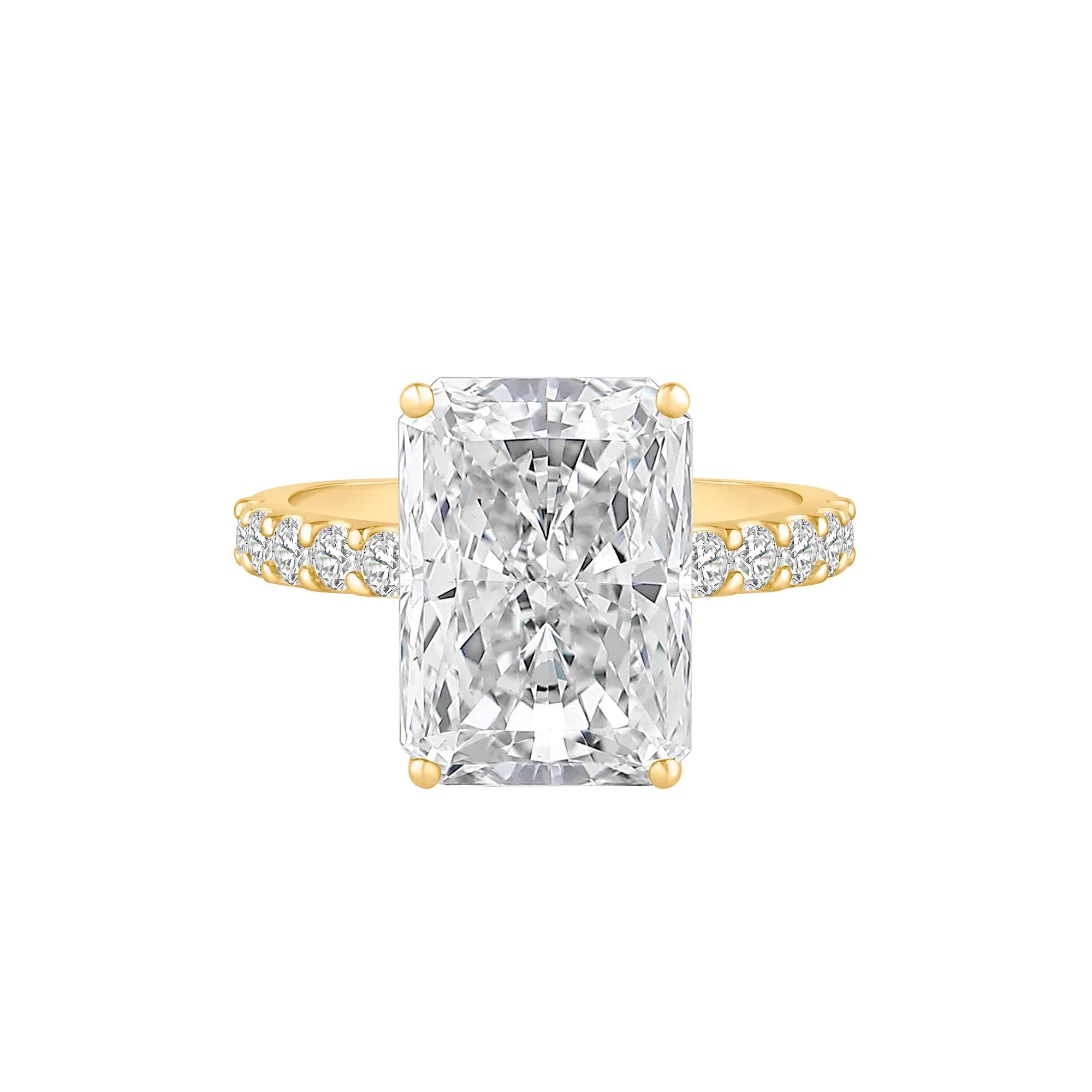 7 3/4 CT. Tw. Lab Grown Diamond Radiant Brilliant-Cut Engagement Ring 14K White Gold Yellow Size 8.5