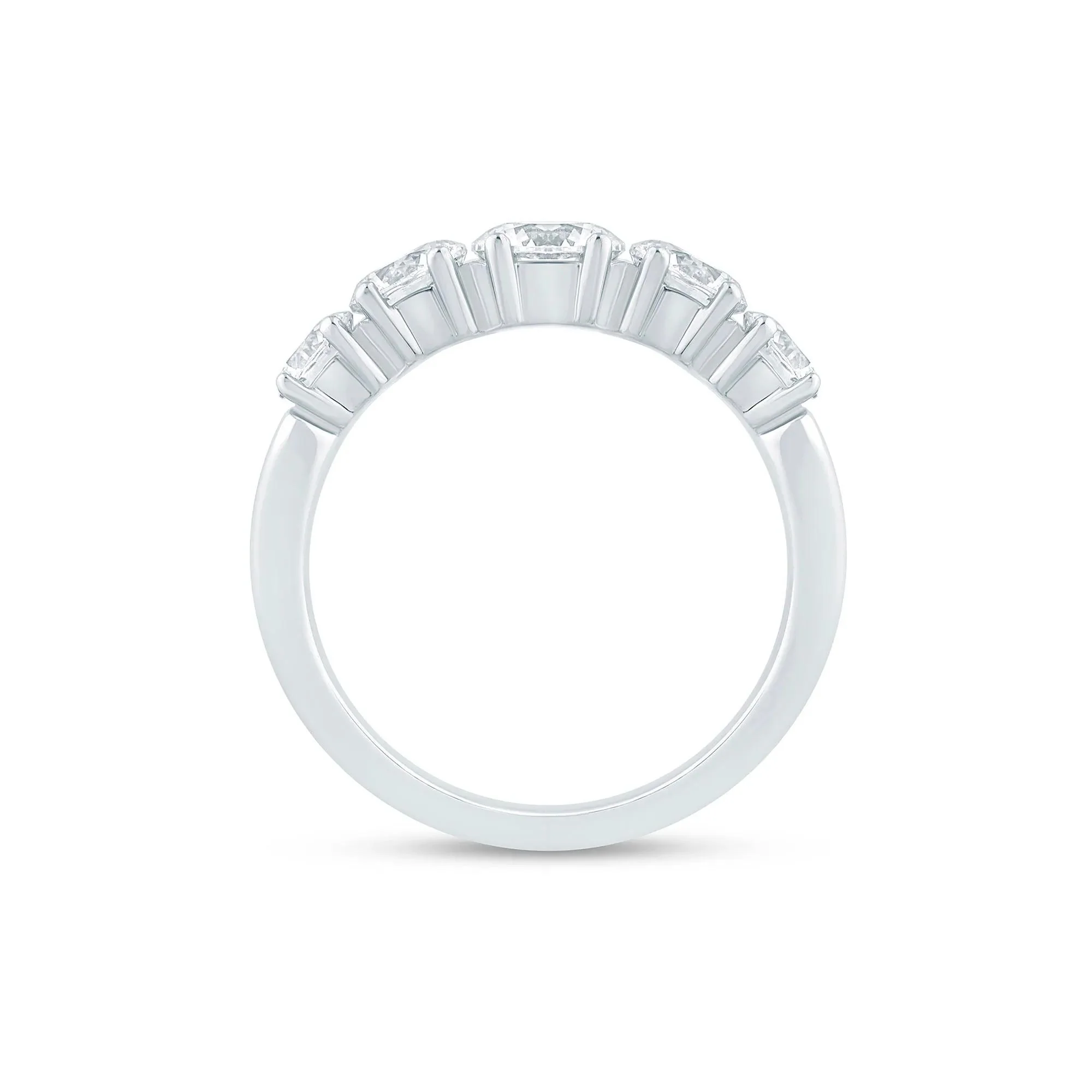 2 CT. Tw. Diamond Five-Stone Anniversary Band Ring 14K White Gold Size 6.5 2mm - Image 2