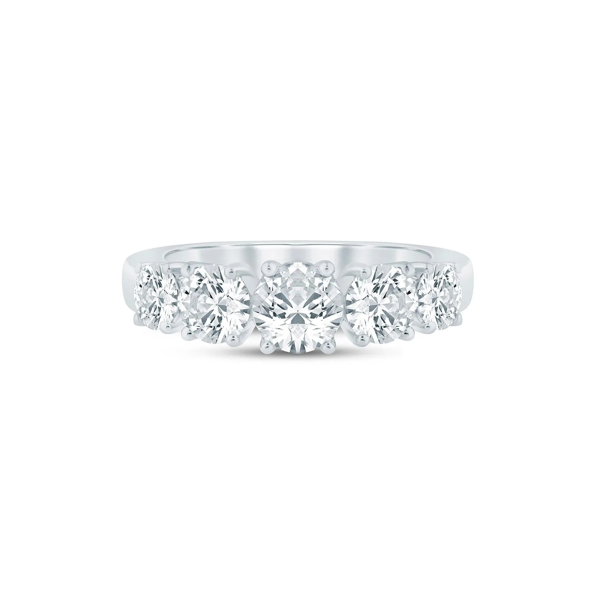 2 CT. Tw. Diamond Five-Stone Anniversary Band Ring 14K White Gold Size 7.5 2mm