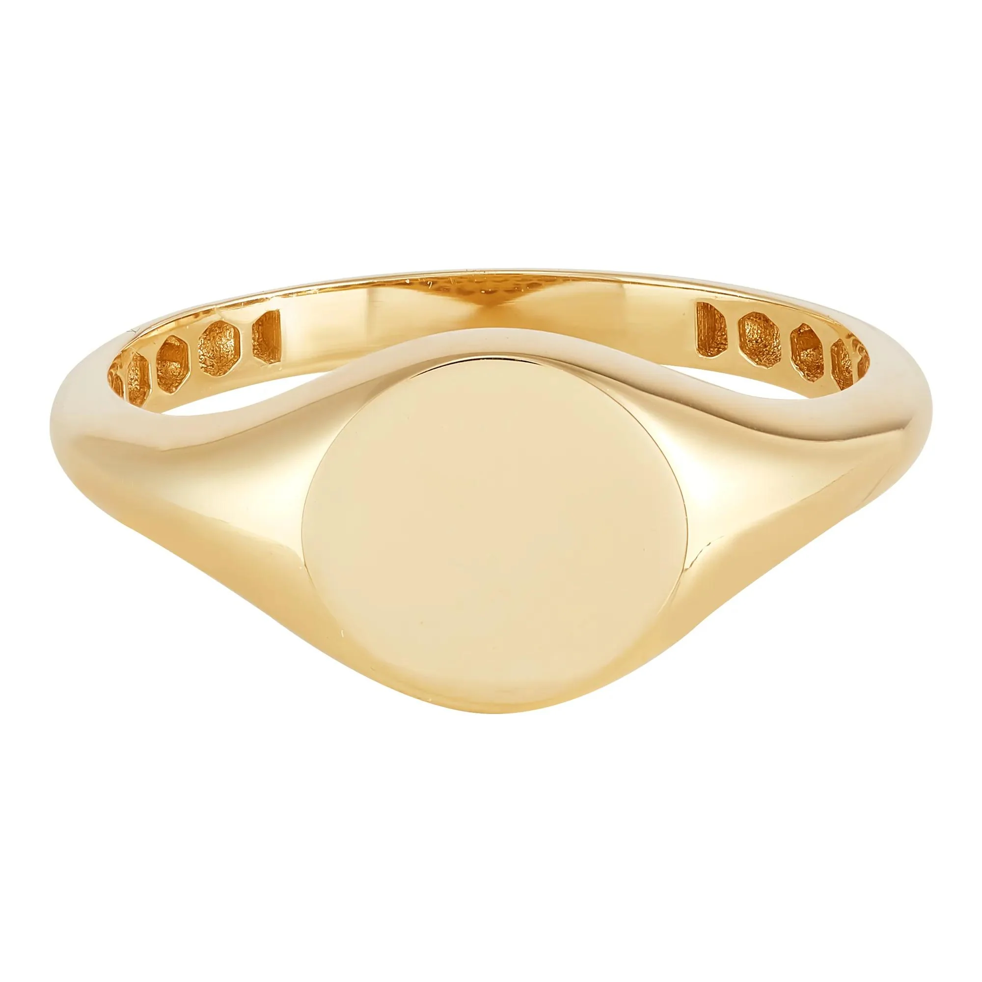 Polished Round Signet Ring 14K Yellow Gold Size 6