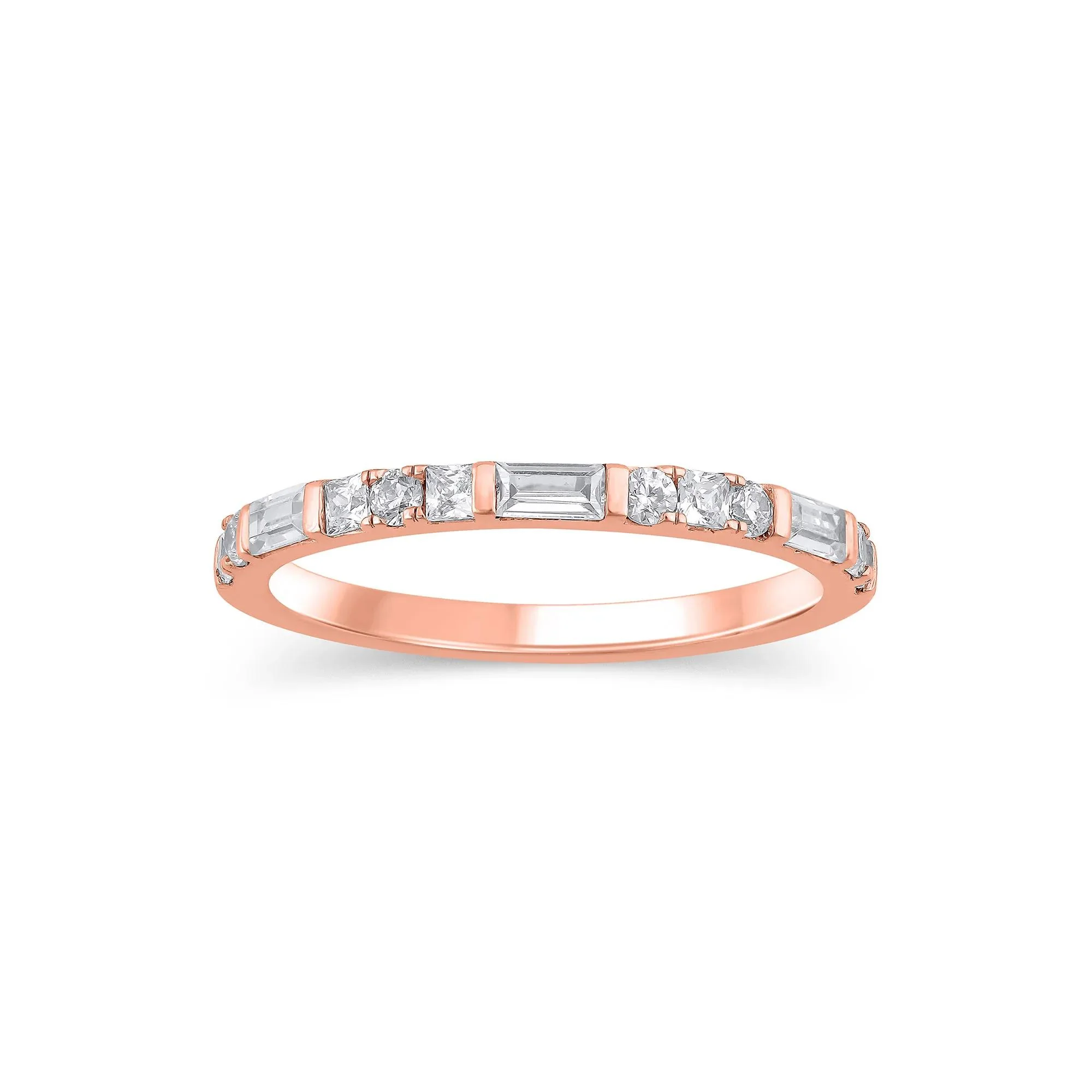 1/2 CT. Tw. Lab Grown Diamond Mixed Shape Anniversary Band Ring 10K Rose Gold Size 9 2mm