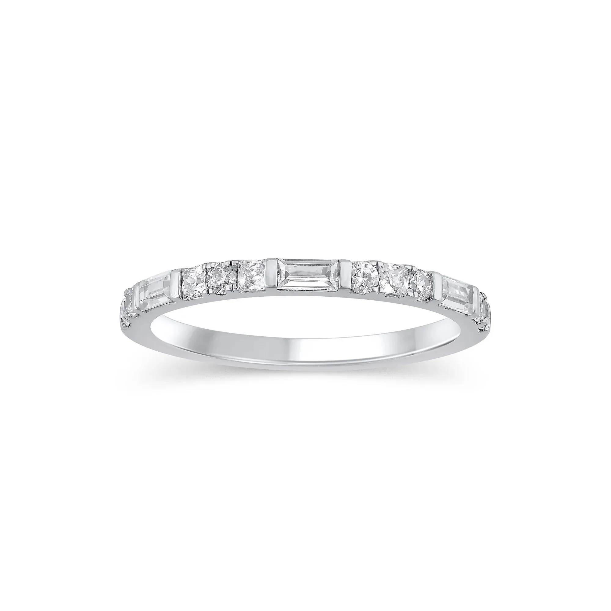 1/2 CT. Tw. Lab Grown Diamond Mixed Shape Anniversary Band Ring 10K White Gold Size 7 2mm