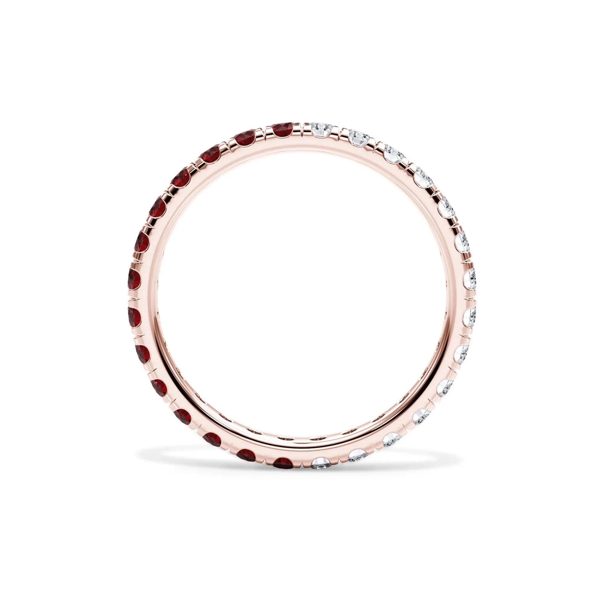 1/2 CT. Tw. Lab Grown Diamond and Lab-Created Ruby Eternity Band Ring 14K Rose Gold Size 5.5 3mm - Image 2