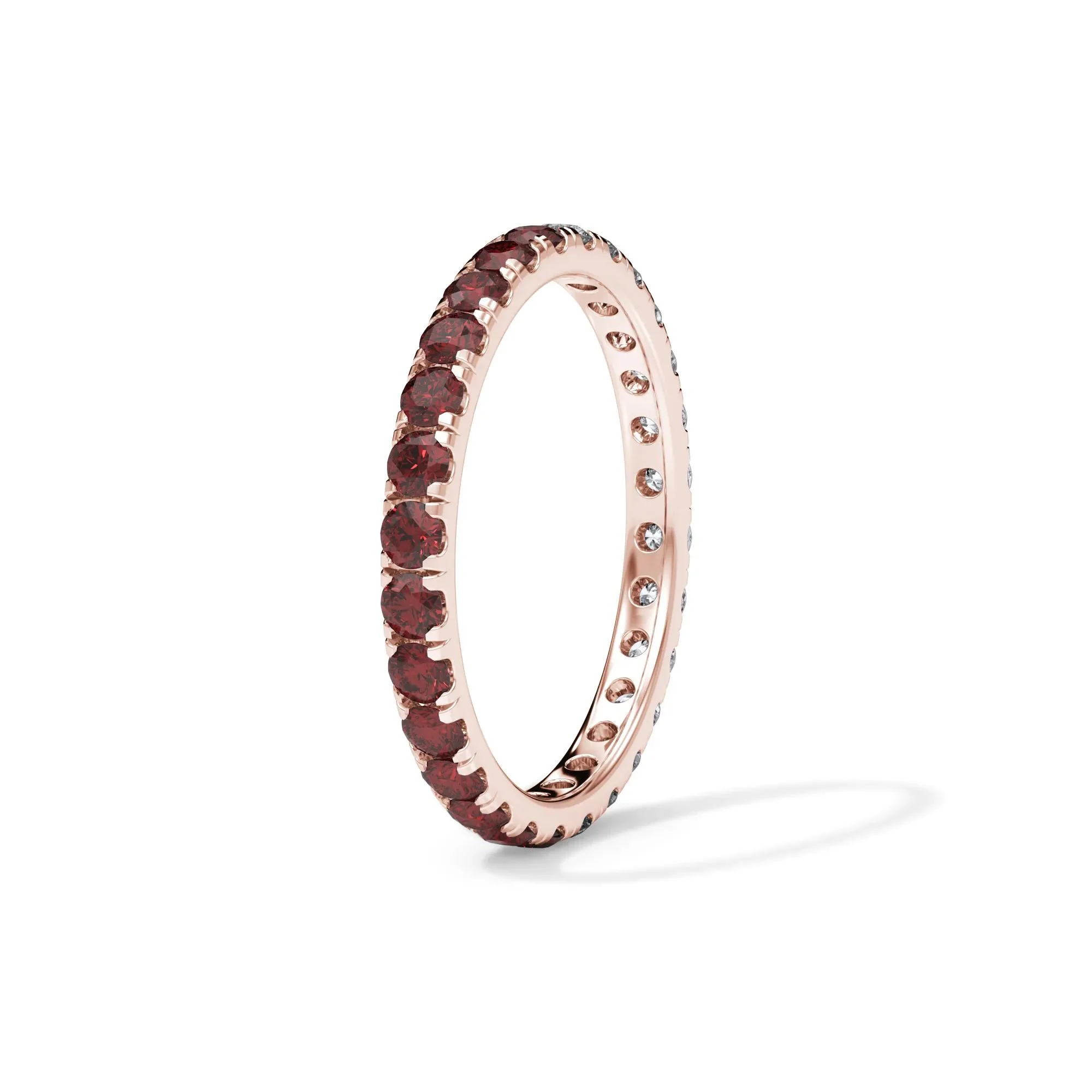 1/2 CT. Tw. Lab Grown Diamond and Lab-Created Ruby Eternity Band Ring 14K Rose Gold Size 6 3mm - Image 3
